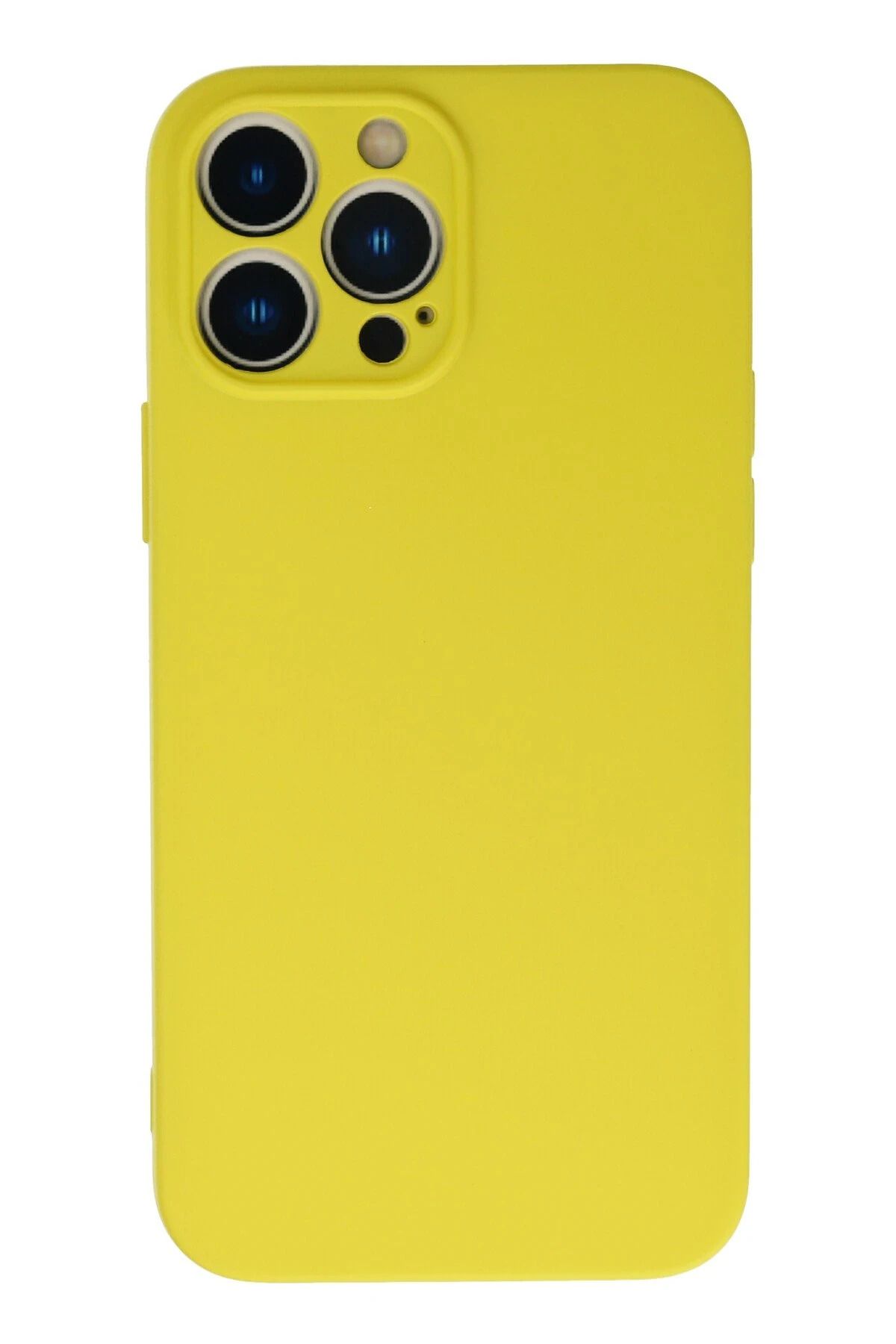 NewFace iPhone 13 Pro Max Uyumlu Kılıf Nano içi Kadife Silikon - Sarı HNZRN