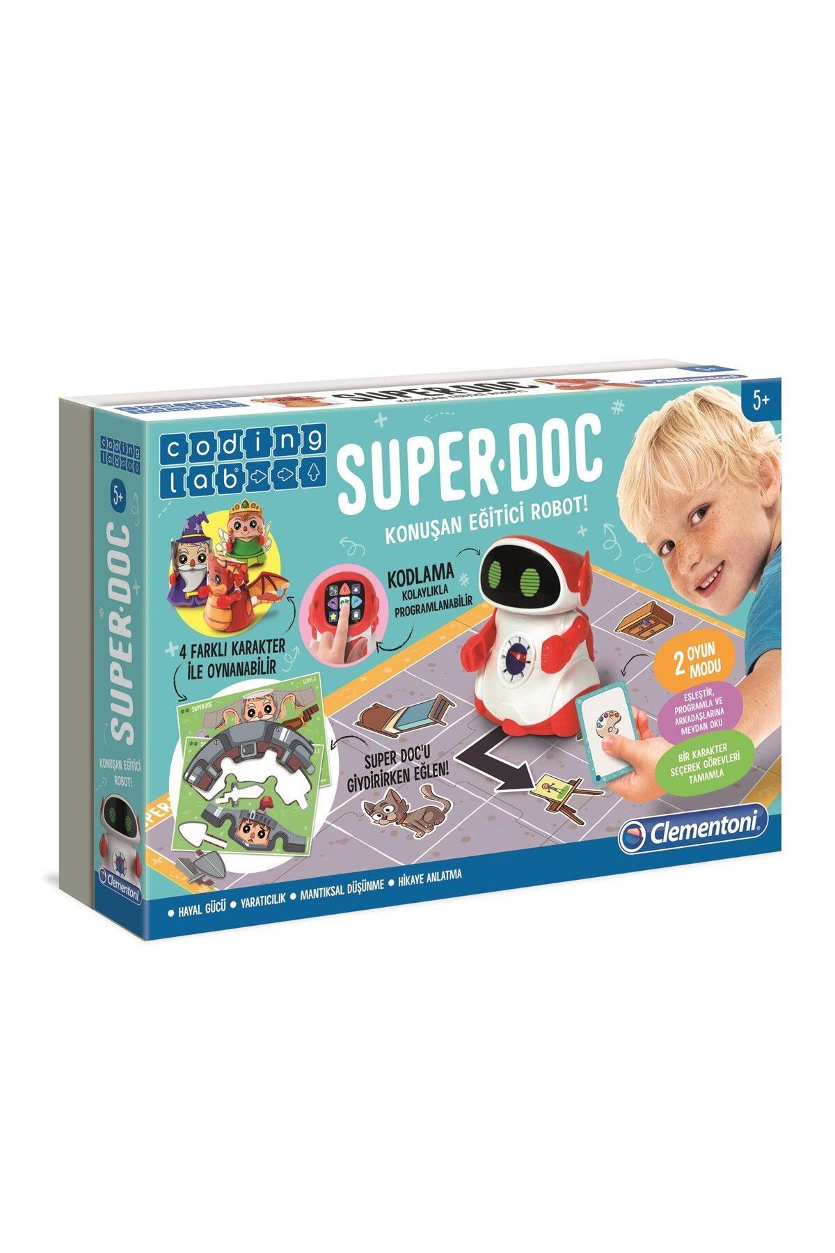 Clementoni Çocuk 64960 Super Doc - Eğitici Konuşan Robot / Kodlama-Coding Lab +5 yaş