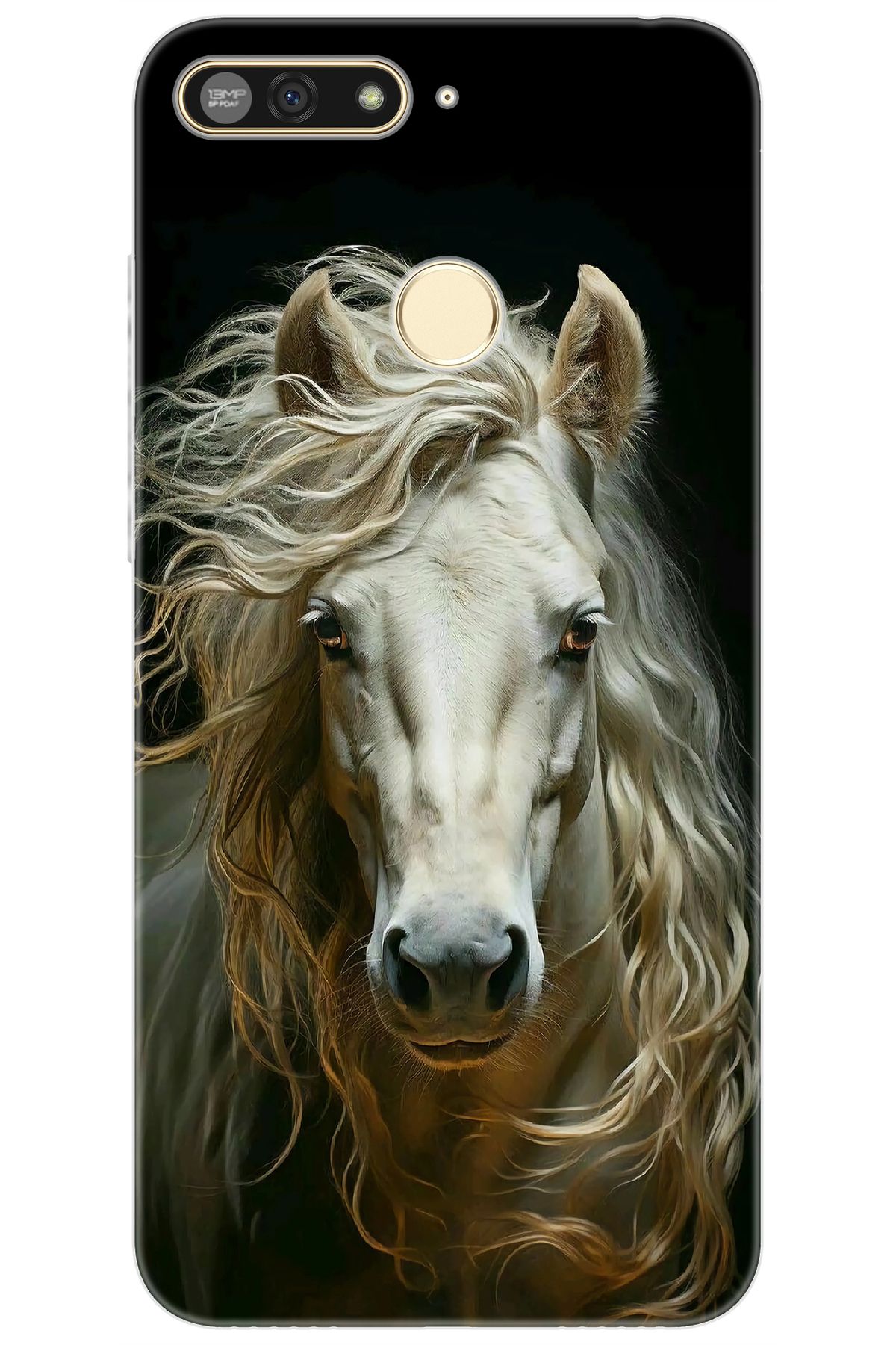 Ceppare Honor 7A (AUM-L29) Uyumlu Kılıf Desen Baskılı Silikon Beyaz At STK:689 CP-D49Q4OU