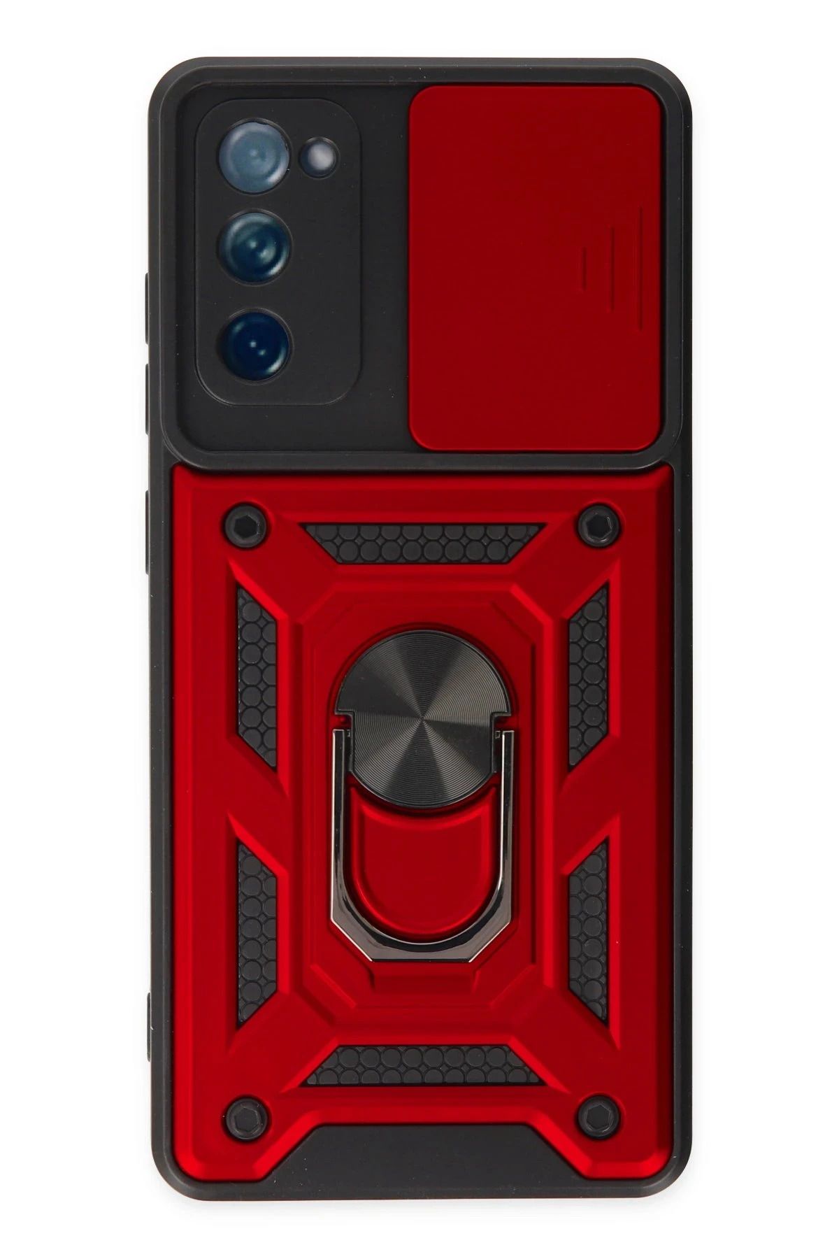 NewFace Samsung Galaxy S20 FE Kılıf Pars Lens Yüzüklü Silikon - Kırmızı YNSMR