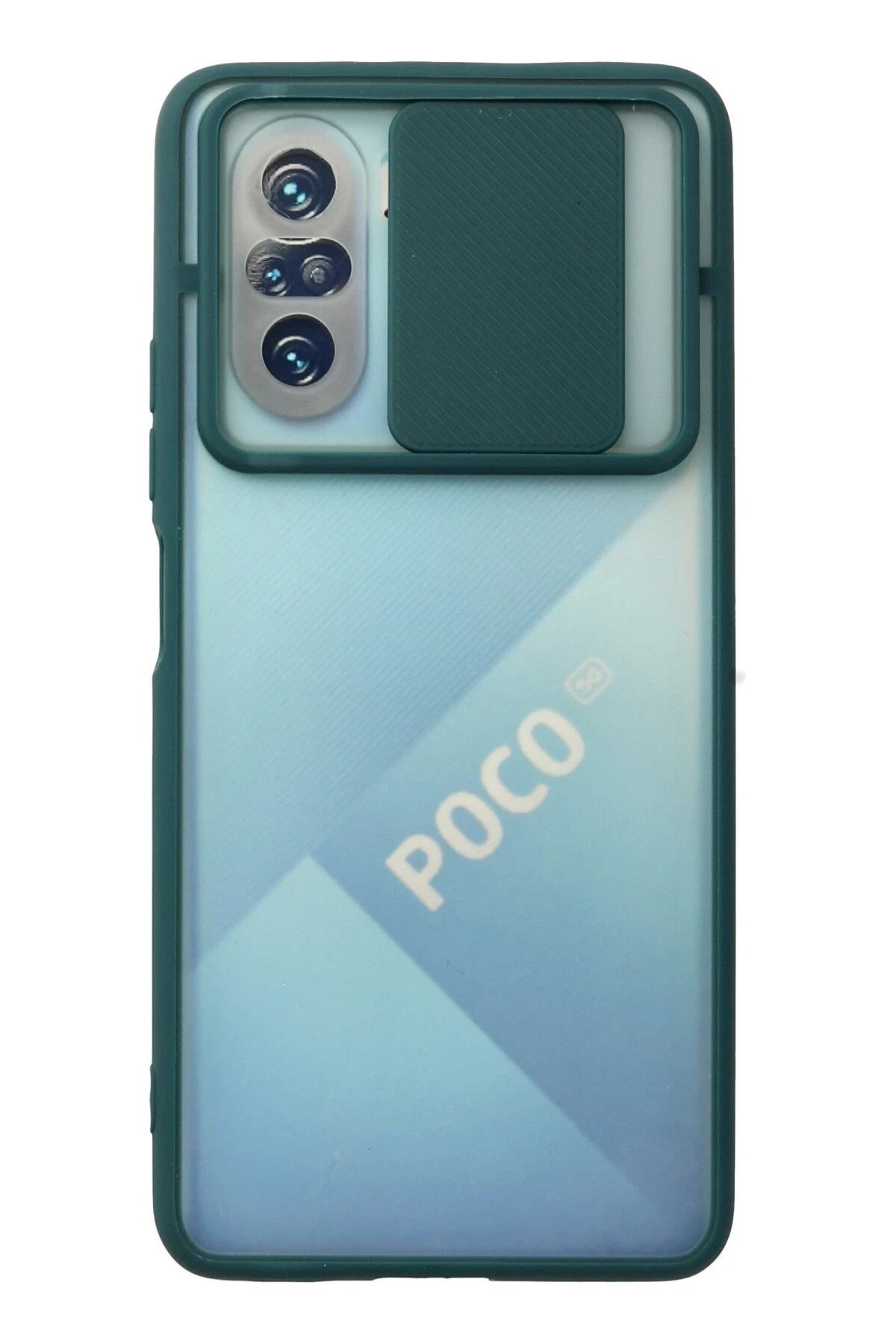 NewFace Xiaomi Poco F3 Kılıf Palm Buzlu Kamera Sürgülü Silikon - Yeşil JOJUA