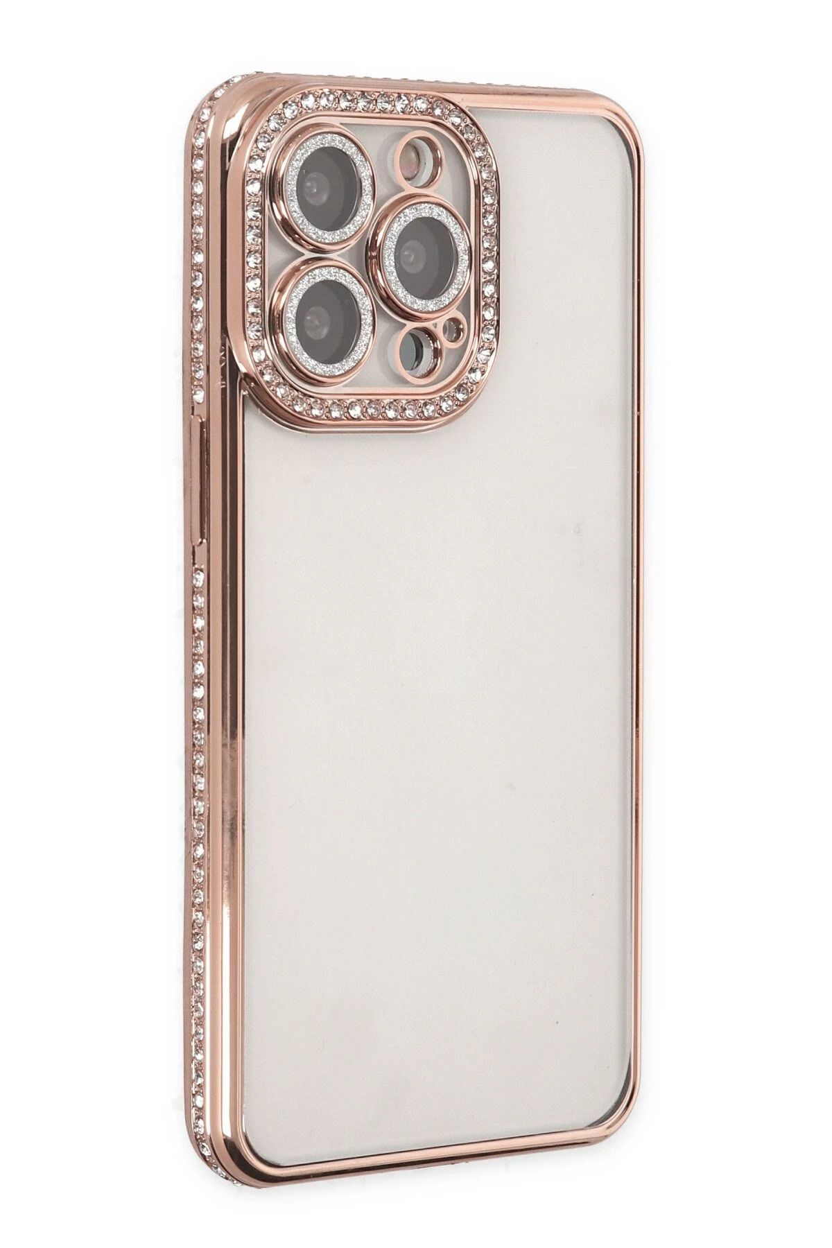 NewFace iPhone 14 Pro Kılıf Joke Taşlı Silikon - Pembe HNZRN