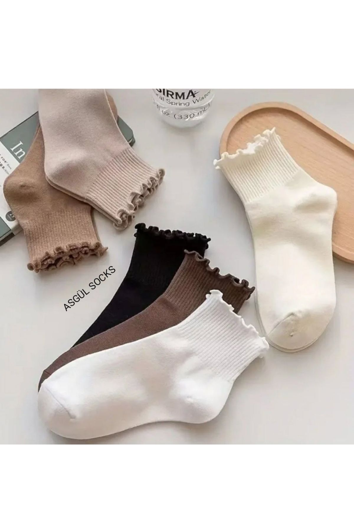 ASGÜL SOCKS Fırfır detaylı kadın çorap seti 6 çift