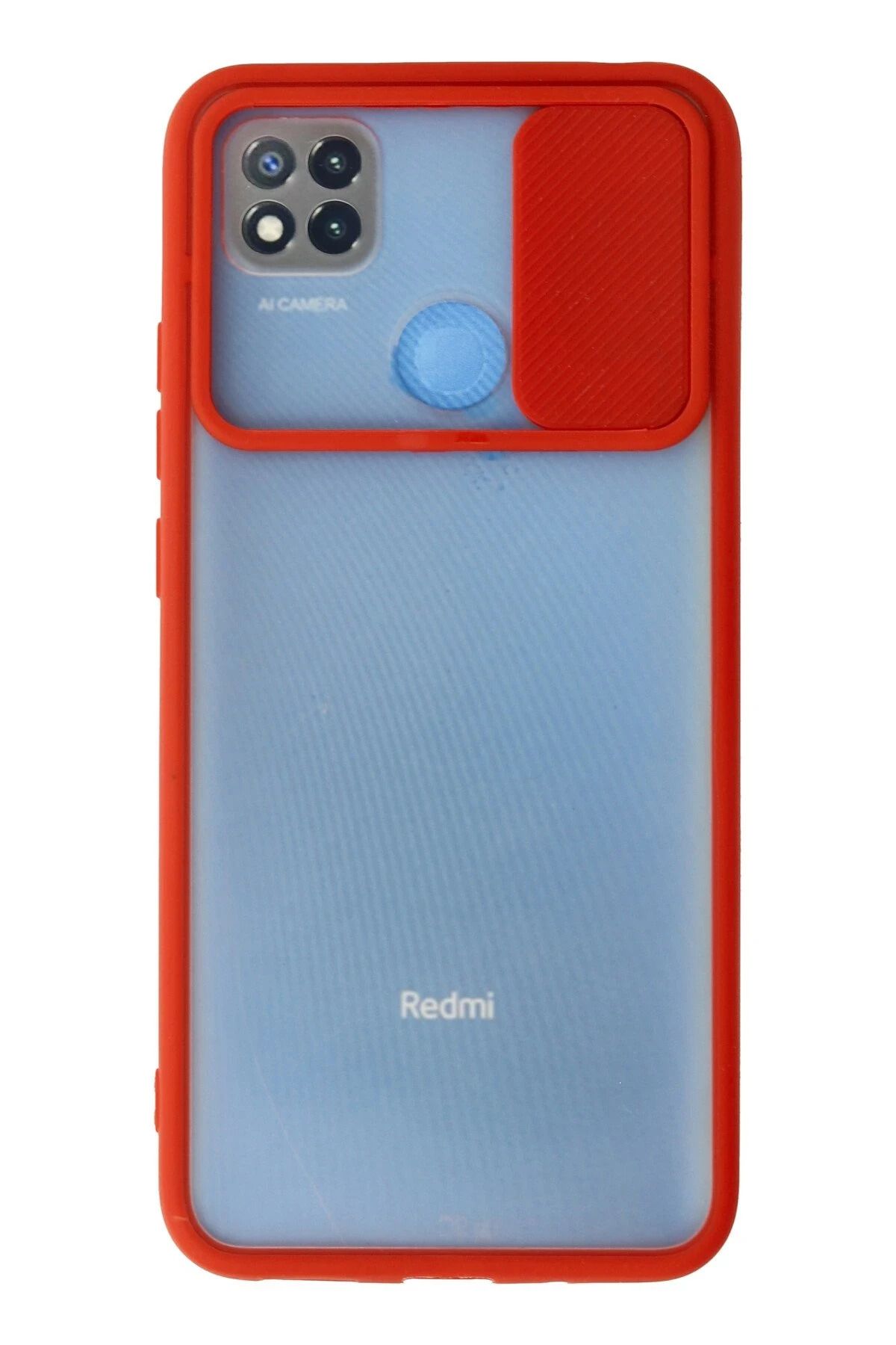 NewFace Xiaomi Redmi 9C Kılıf Palm Buzlu Kamera Sürgülü Silikon - Kırmızı JOJUA
