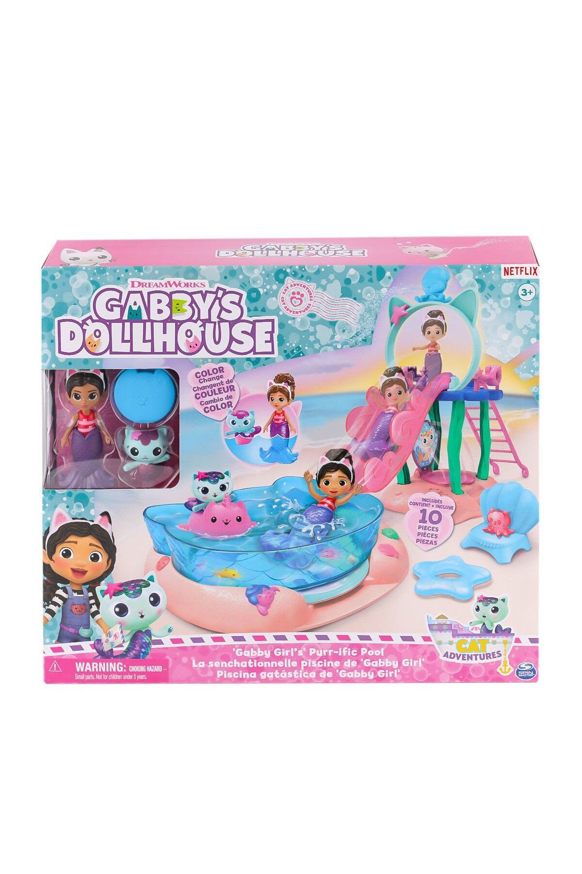 Spin Masters 6067878 Gabbys Dollhouse Gabby ve Mercat Purr-ific Havuz Oyun Seti