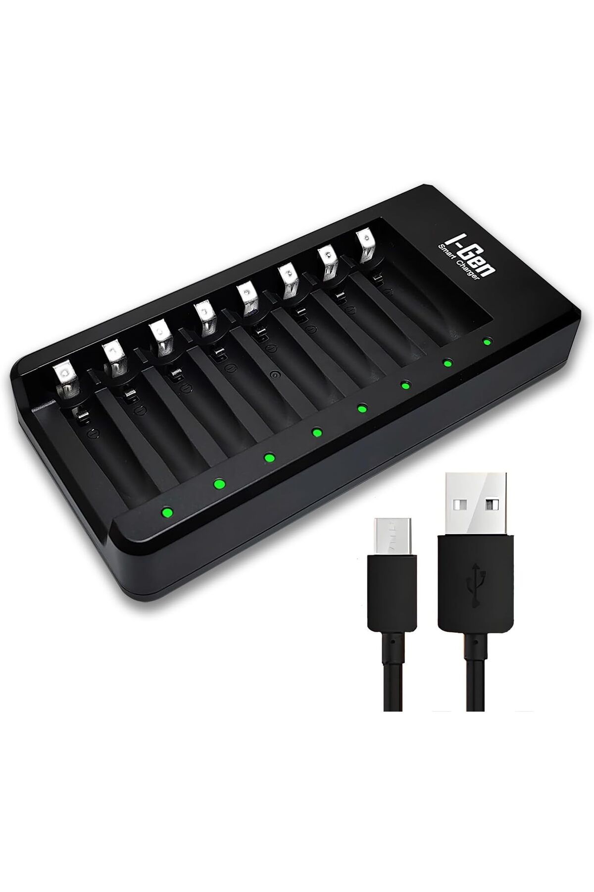 STOREMAX nffashopm G800 8'li Pil Şarj Aleti AA/AAA Kalem Pil Uyumlu Type-C Giriş Akıllı Hızlı Şarj Cih