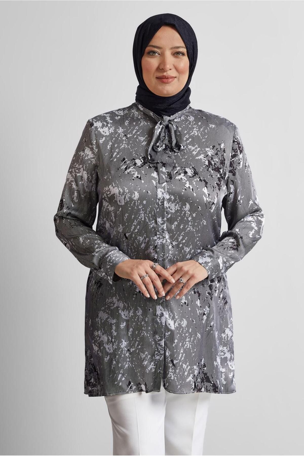 Alvina DESENLİ SATEN TUNİK 20707
