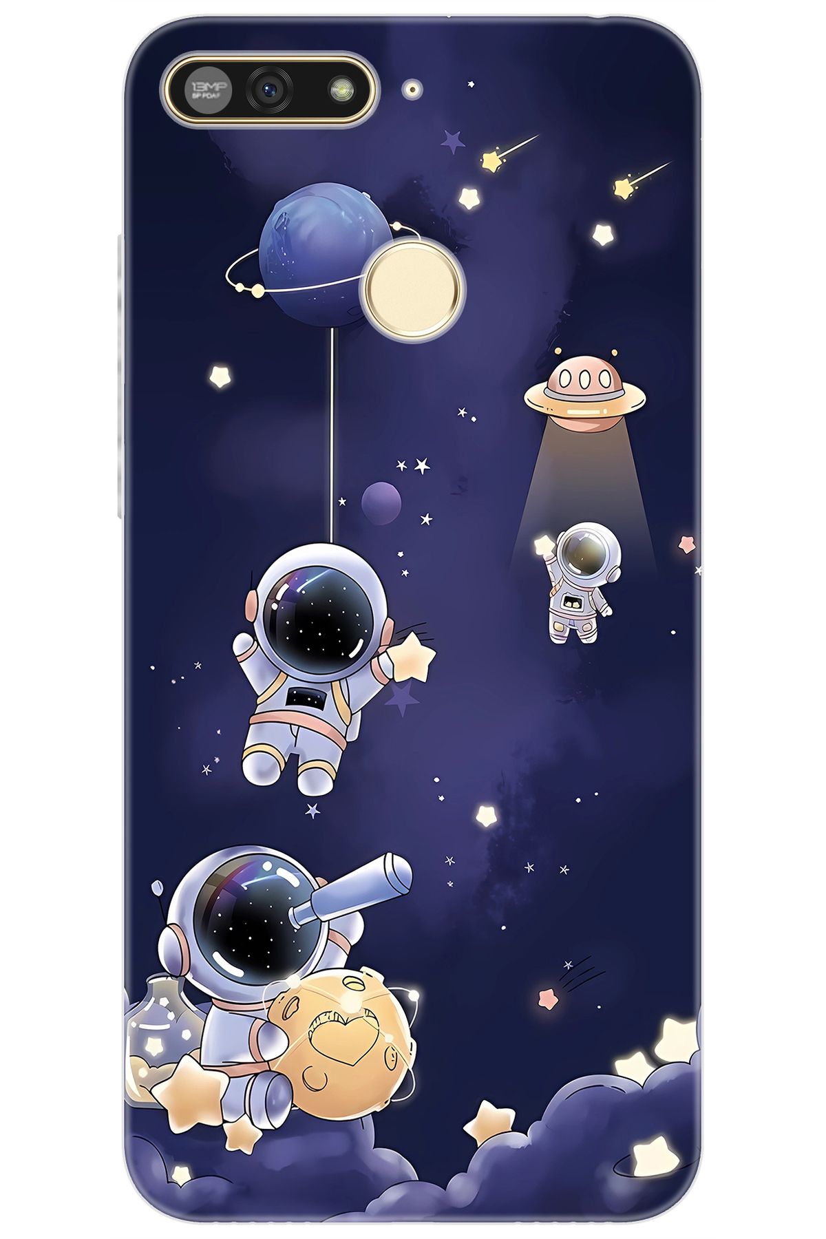 Ceppare Honor 7A (AUM-L29) Uyumlu Kılıf Desen Baskılı Silikon Astronot STK:630 CP-3RmQzNR