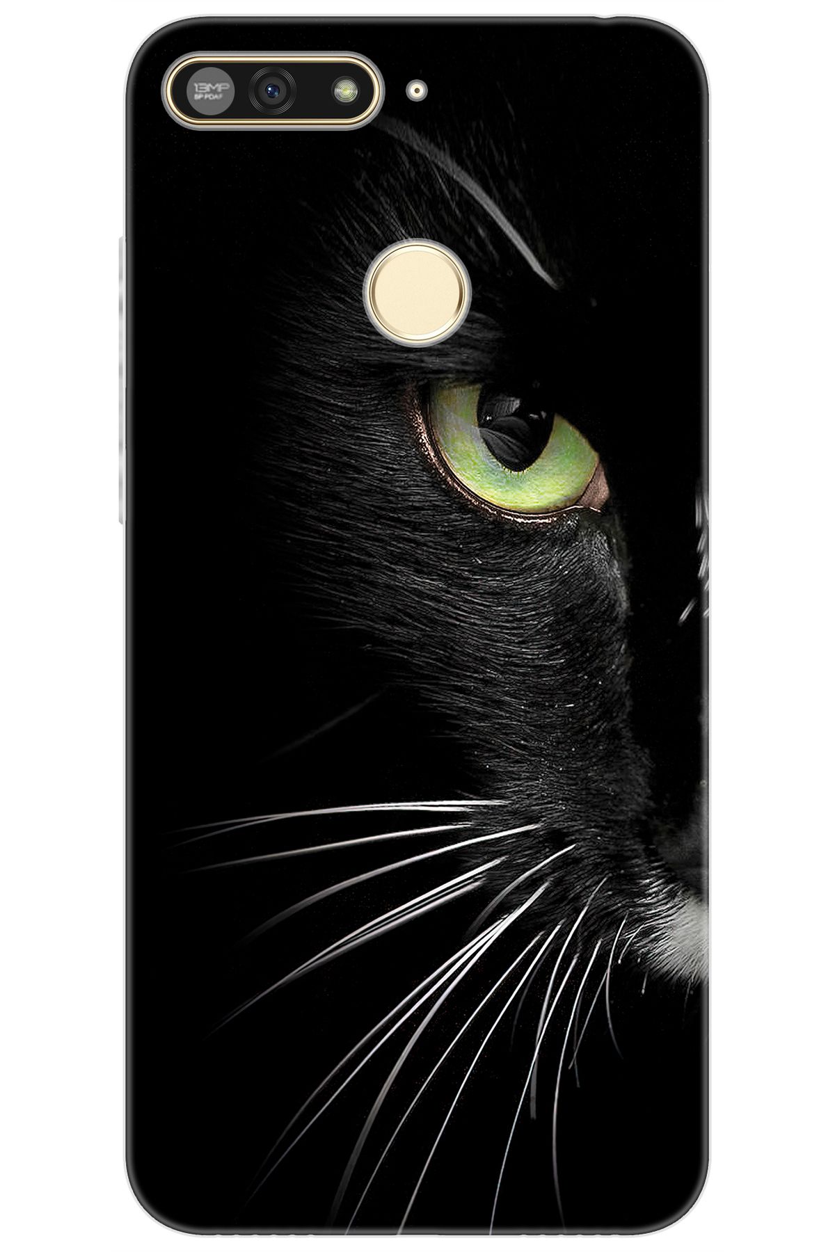 Ceppare Honor 7A (AUM-L29) Uyumlu Kılıf Desen Baskılı Silikon Siyah Kedi STK:482 CP-3Lnv0Ys