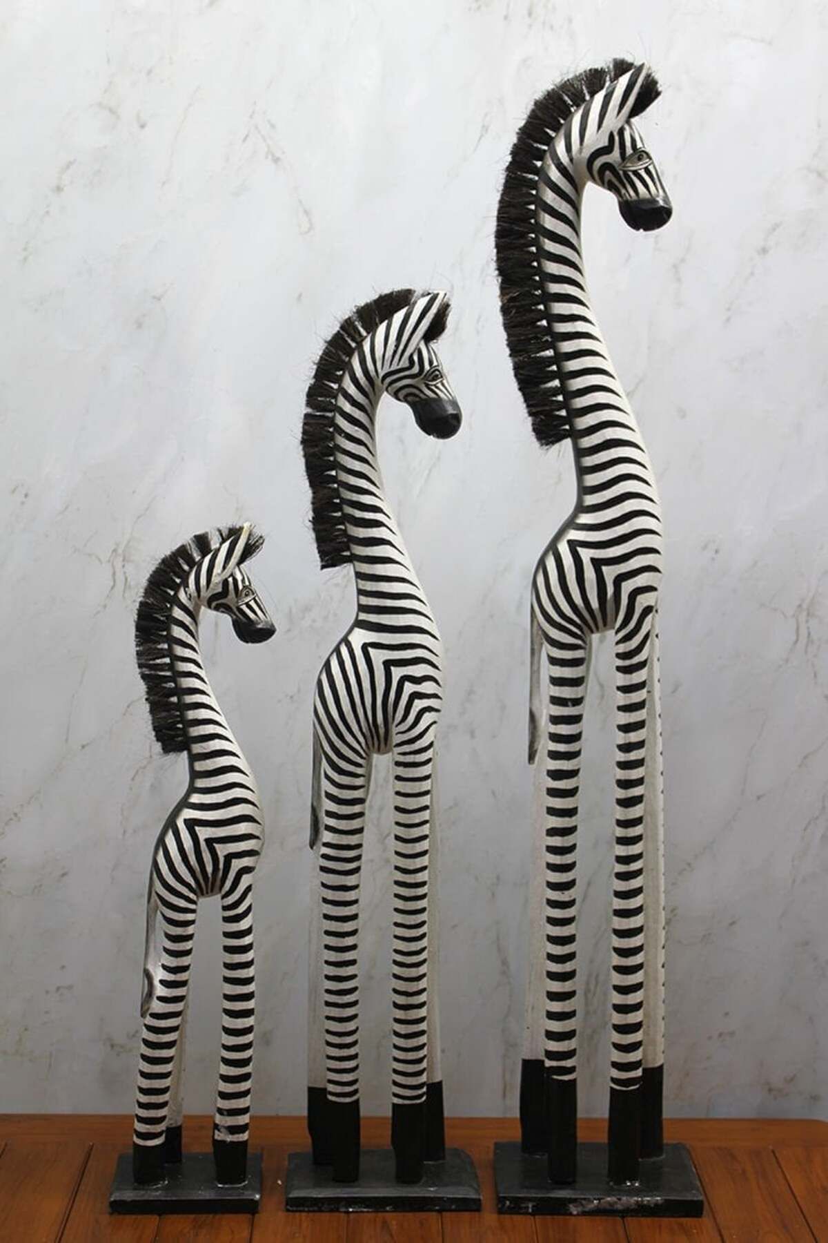 Vexahome Ahşap 3'lü Zebra Figürü