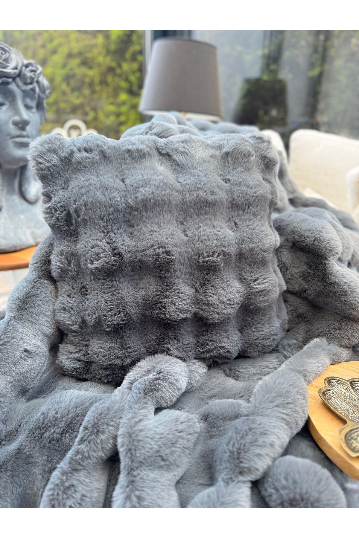 sevaradekor-Plush Throw Pillow Cover Fluffy Double Sided Plush Pillow Bubble Plush Throw Pillow Square 3