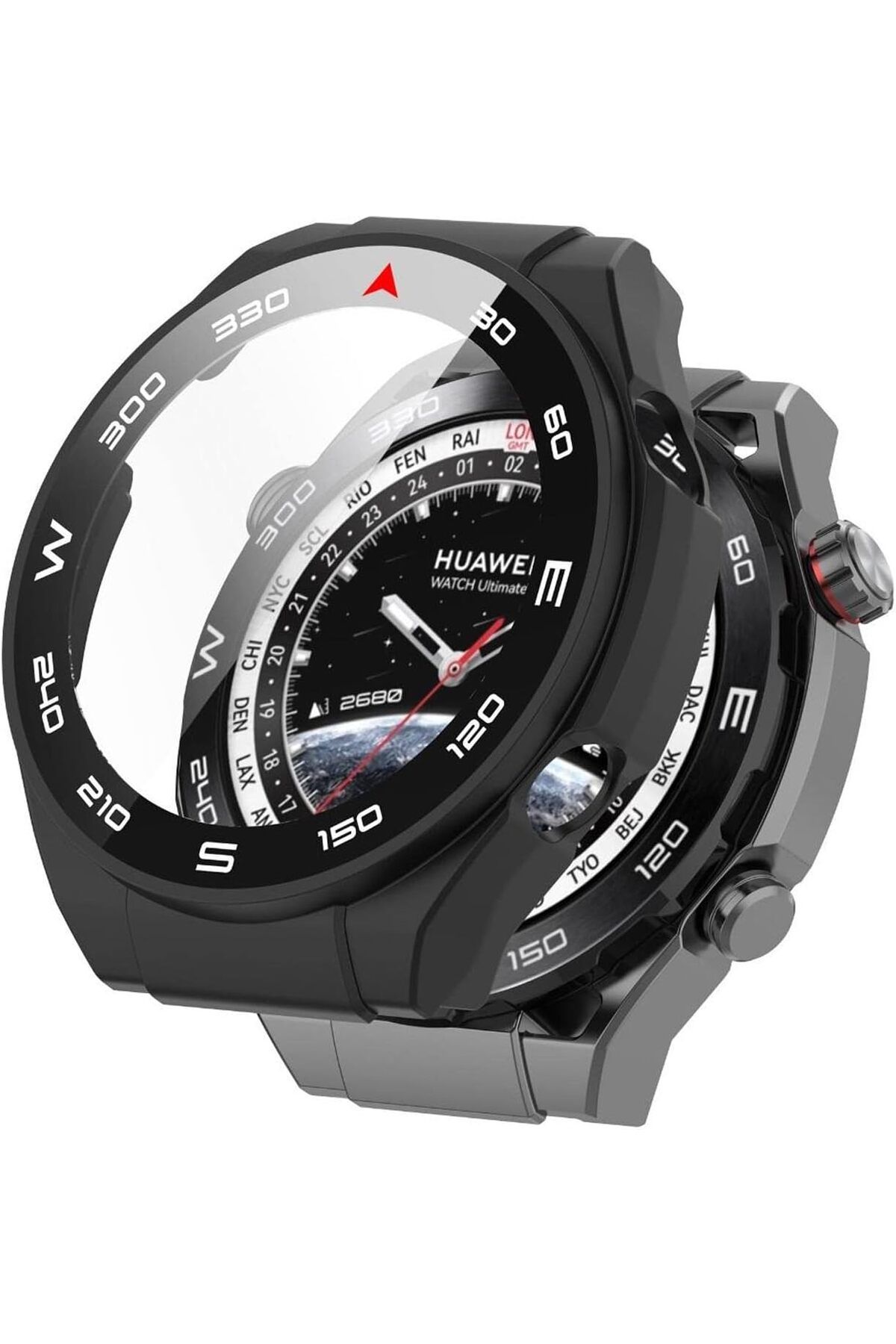 STOREMAX htpshopmx Watch Ultimate için Kılıf Clear Premium Slim WatchBand Siyah [Watch Ultimate ile Uyumlu