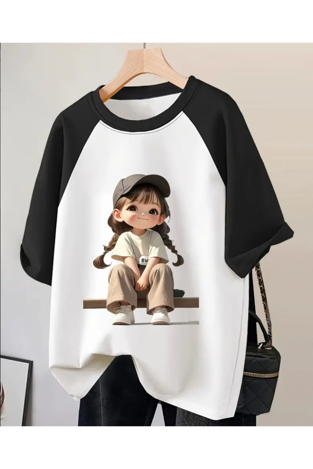 Minga London Y2K Karikatür Baskılı Raglan Kollu T-Shirt