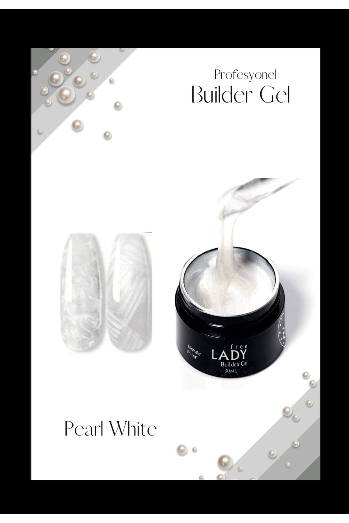 FREELADY Premium Protez Tırnak jeli Pearl White - 15ml Beyaz Sedefli Uv/led