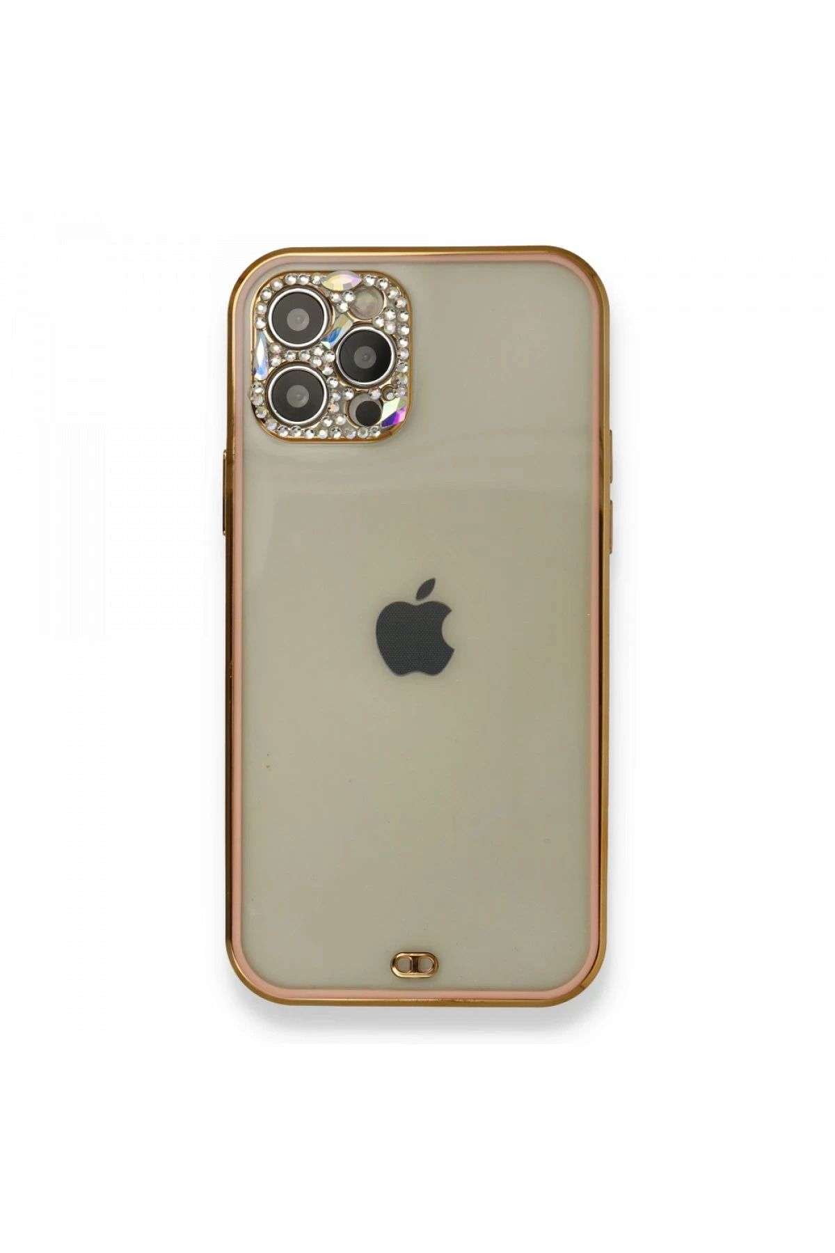NewFace iPhone 12 Pro Kılıf Liva Taşlı Silikon - Pembe LZWDR