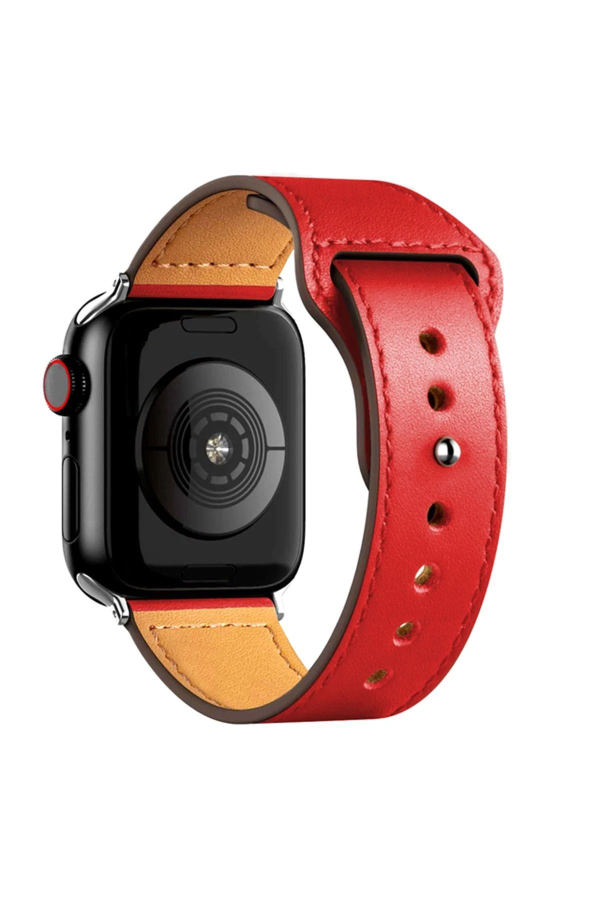NewFace Apple Watch 42mm KR415 Luaz Deri Kordon - Kırmızı BSTMY