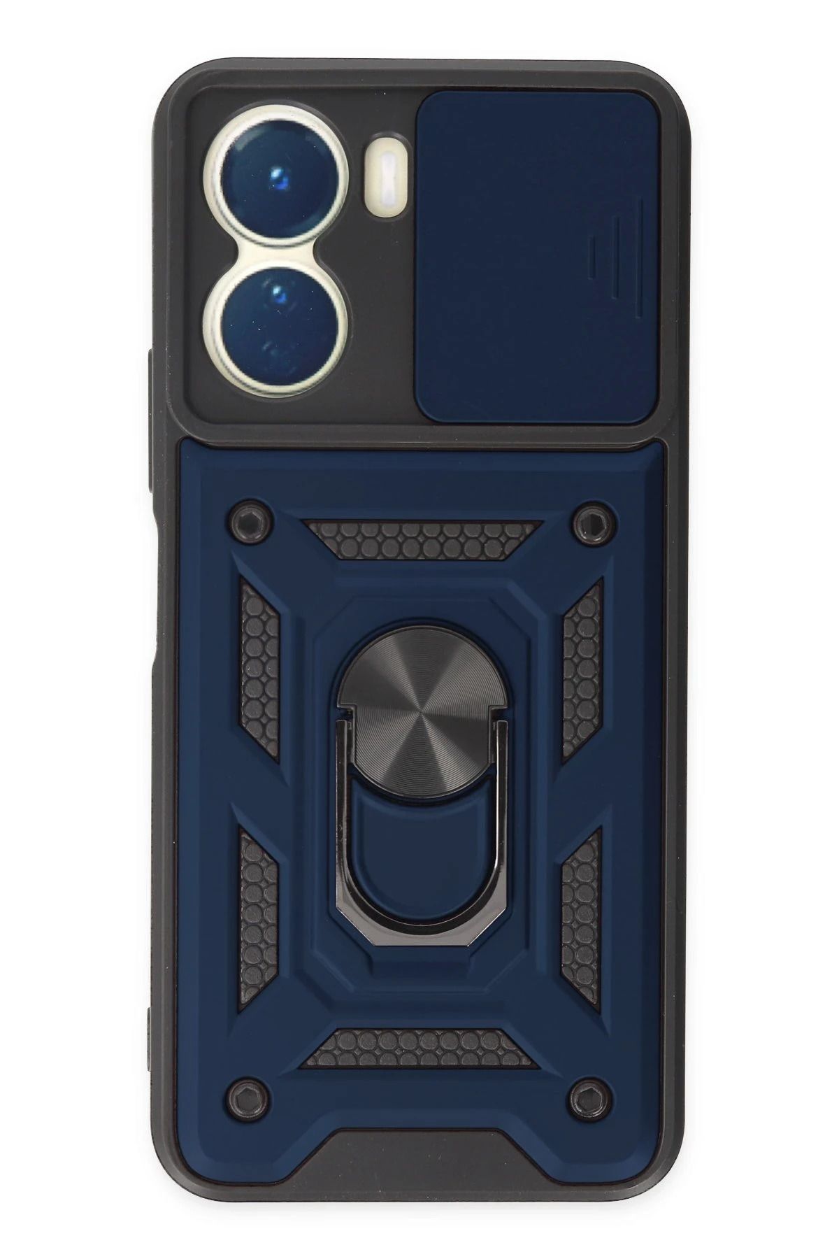 NewFace Vivo Y16 Kılıf Pars Lens Yüzüklü Silikon - Lacivert NRMSA
