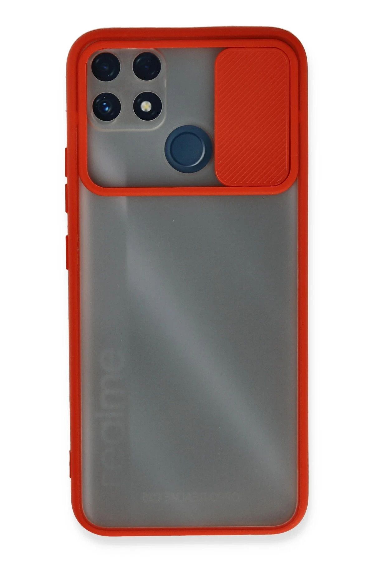 NewFace Realme C25 Kılıf Palm Buzlu Kamera Sürgülü Silikon - Kırmızı JOJUA