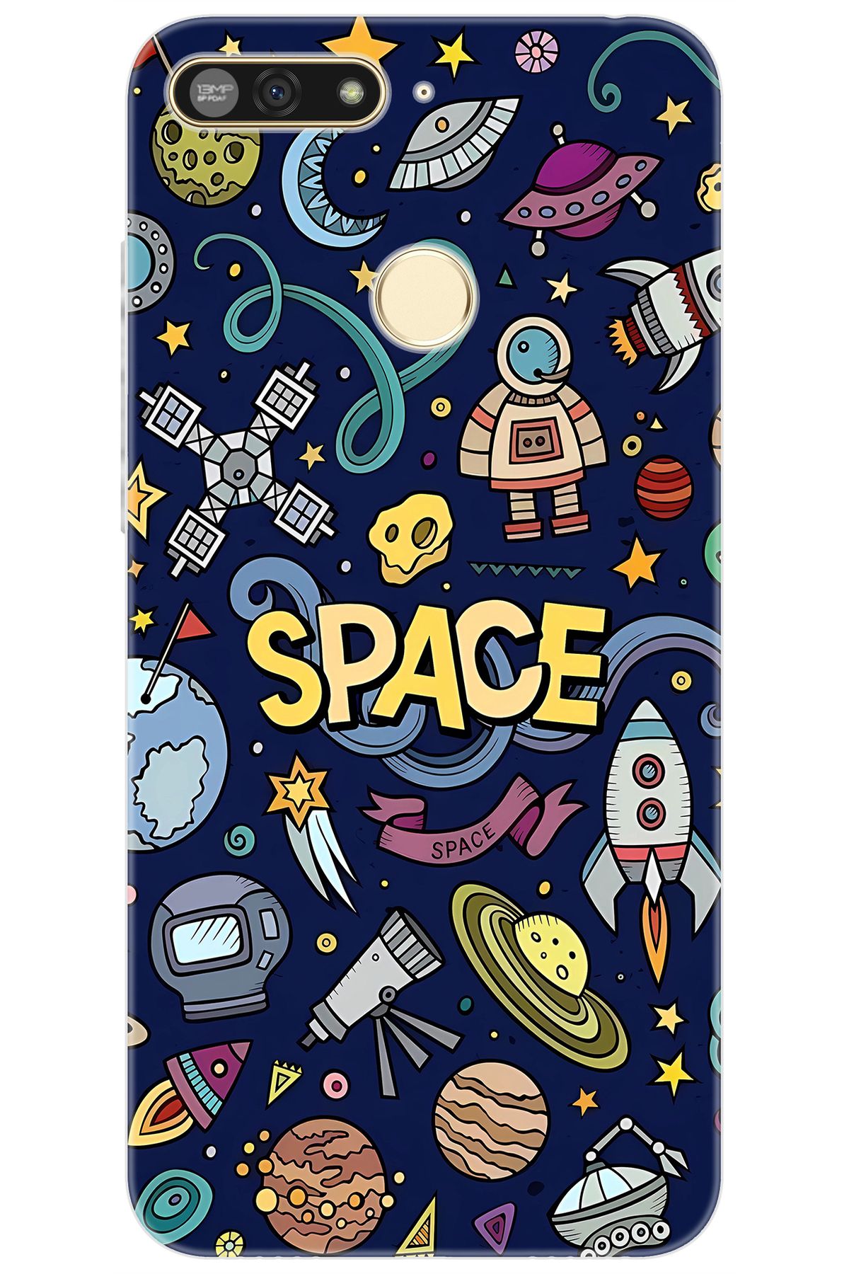 Ceppare Honor 7A (AUM-L29) Uyumlu Kılıf Desen Baskılı Silikon Space STK:623 CP-JPUTuEX