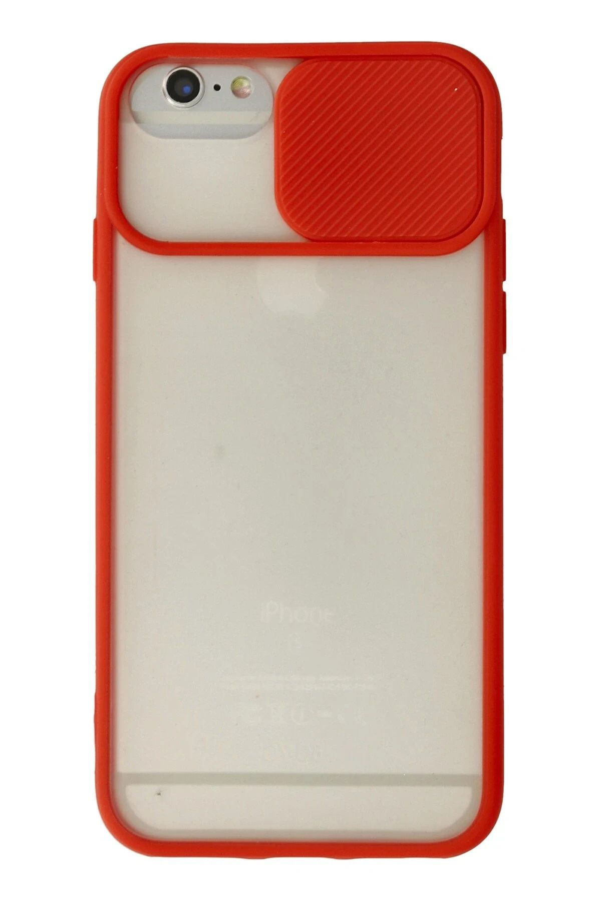 NewFace iPhone 6 Kılıf Palm Buzlu Kamera Sürgülü Silikon - Kırmızı JOJUA