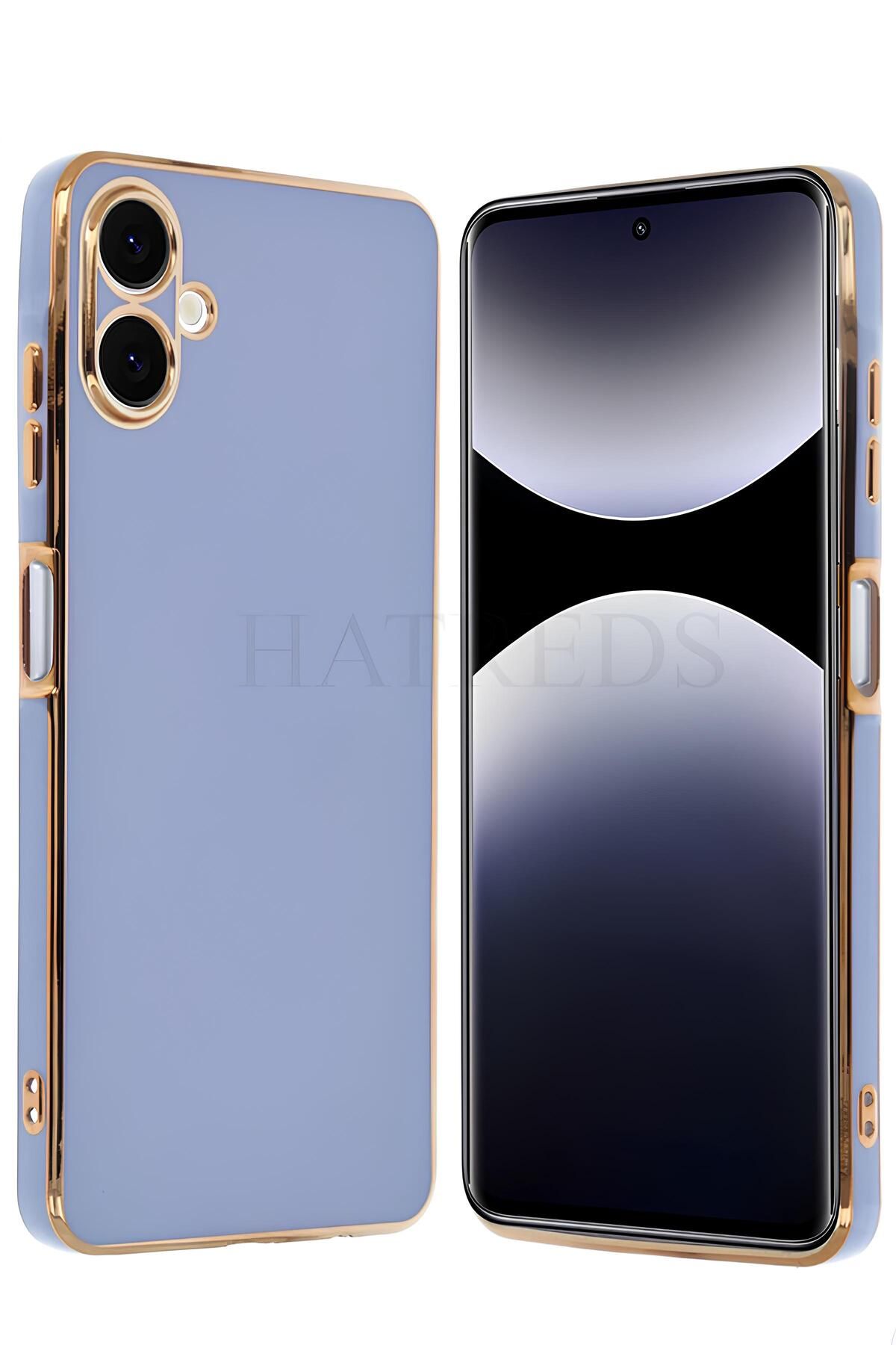 Hatreds Samsung Galaxy A06 Kılıf Parlak Altın Kenarlı Kamera Korumalı Dayanıklı Kapak
