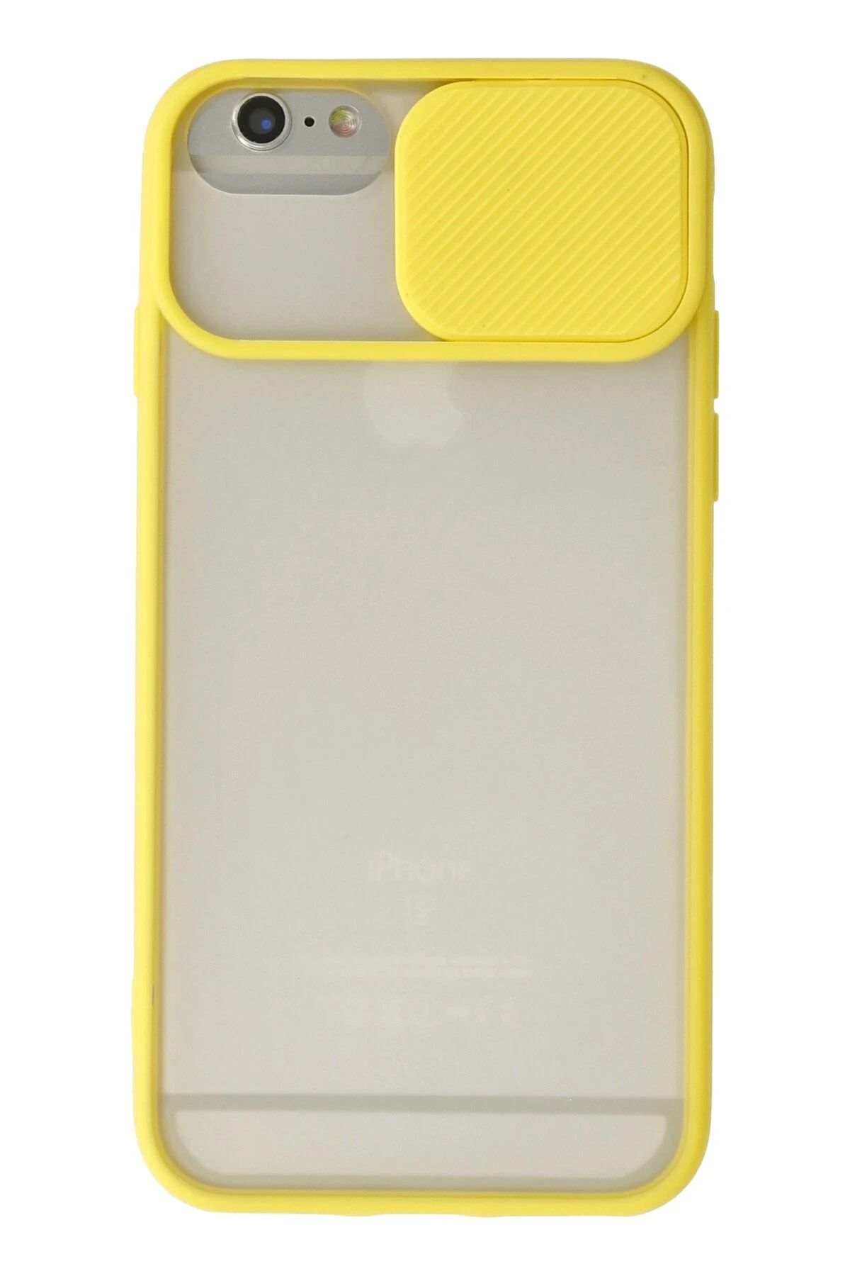 NewFace iPhone 6 Plus Kılıf Palm Buzlu Kamera Sürgülü Silikon - Sarı NRMSA