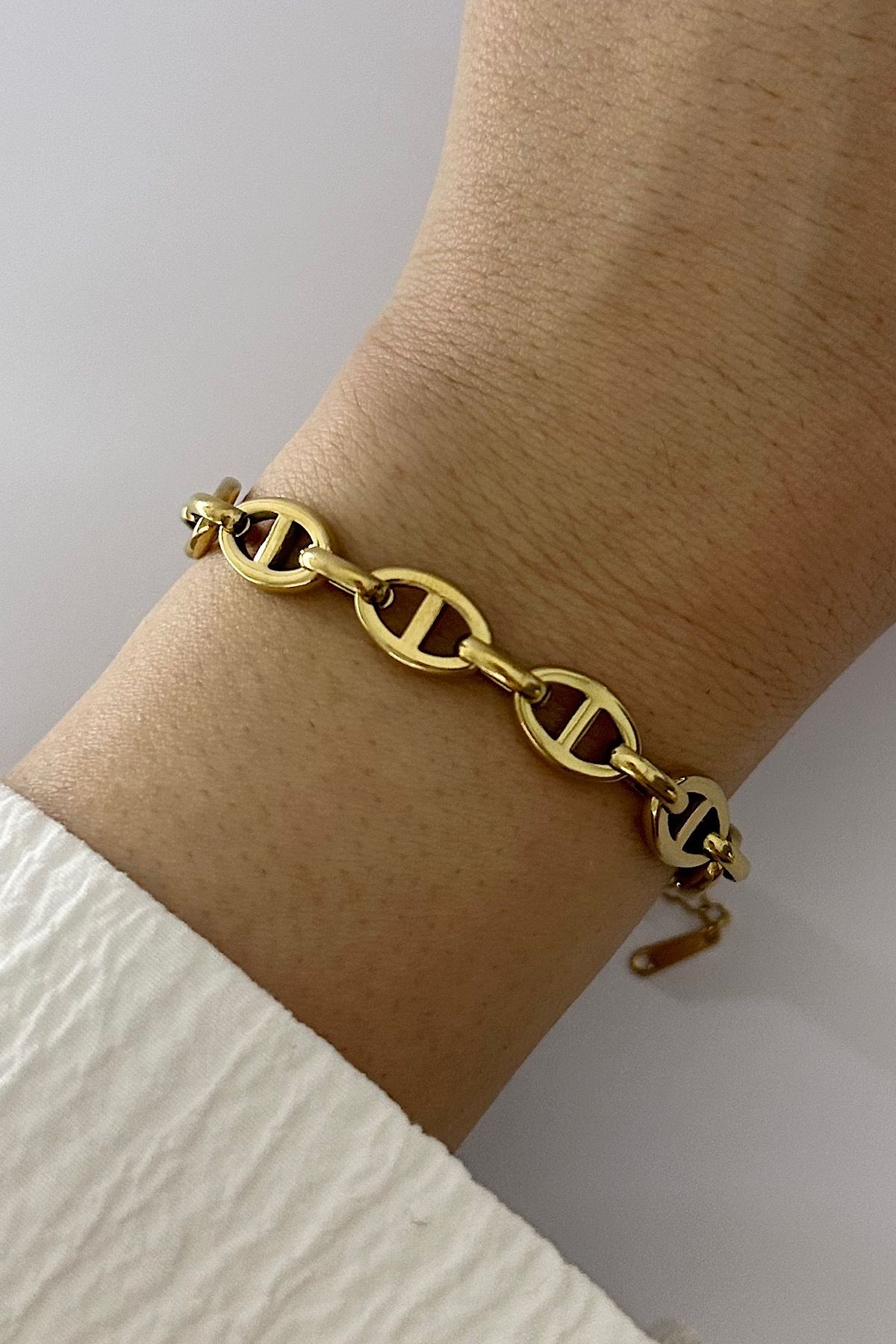 DELEIZA ACCESSORY Çelik Ayarlamalı Gold Elips Zincir Bileklik