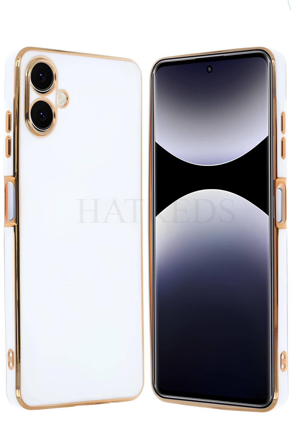 Hatreds Samsung Galaxy A06 Kılıf Parlak Altın Kenarlı Kamera Korumalı Dayanıklı Kapak