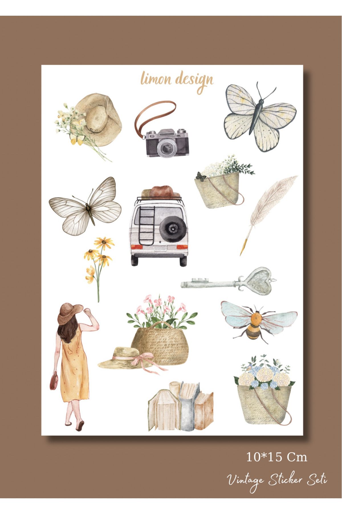 PEONY DESIGN Retro Sticker/ Pinterest Sticker Set/ Bullet Journal Scrapbook Kolaj için uygundur
