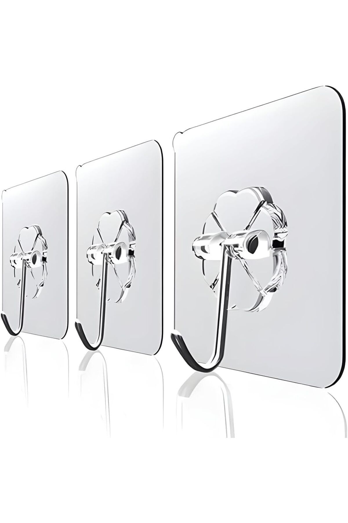 STOREMAX nffashopm Wall Hooks, Clear Transparent, Heavy Duty, Set of 3 storestarx 1051353