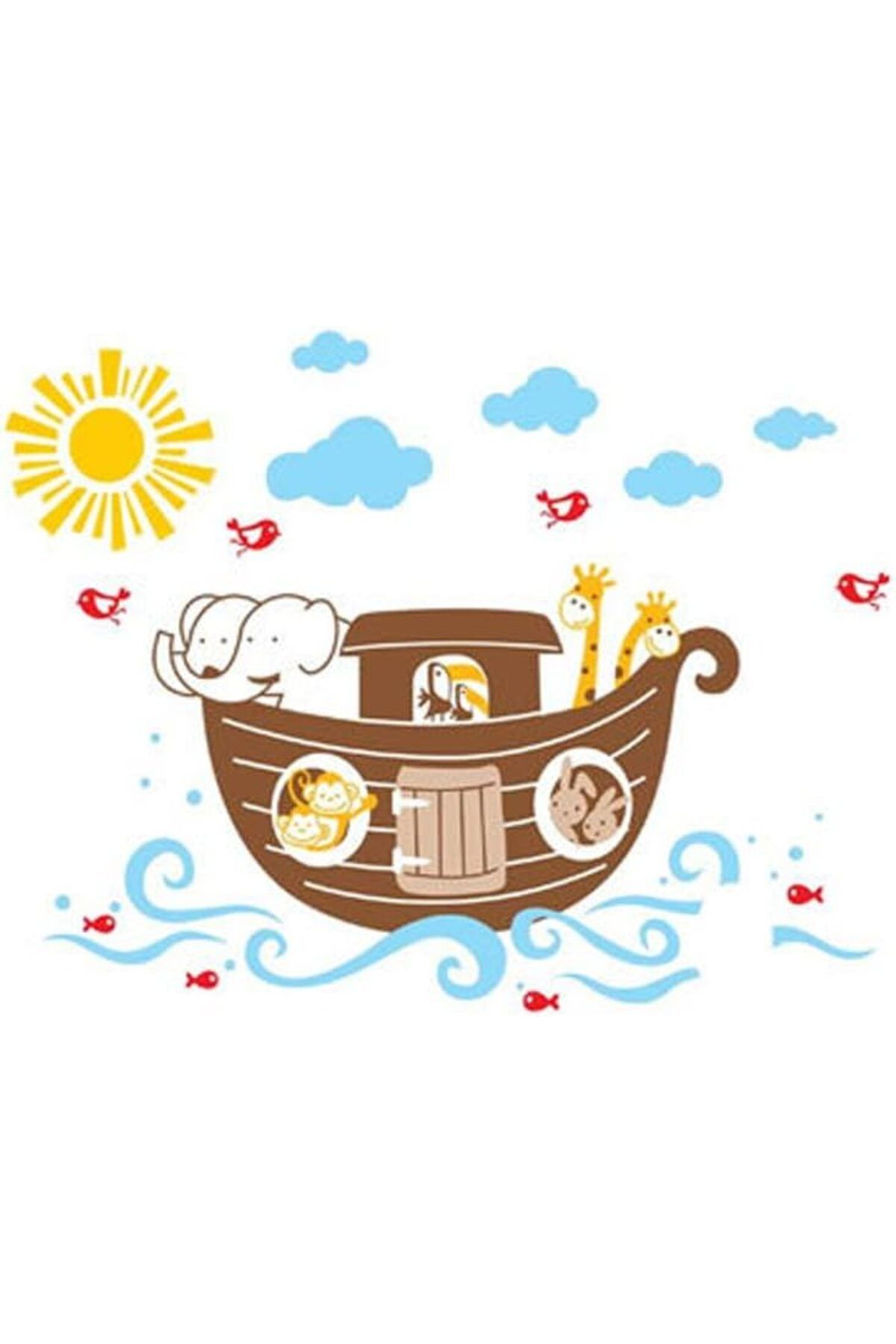 htpshopmx Kids Winhappyhome Hayvan Boat Duvar Sanatı Çocuklar için Çıkartma Oda Kreş Arkaplan