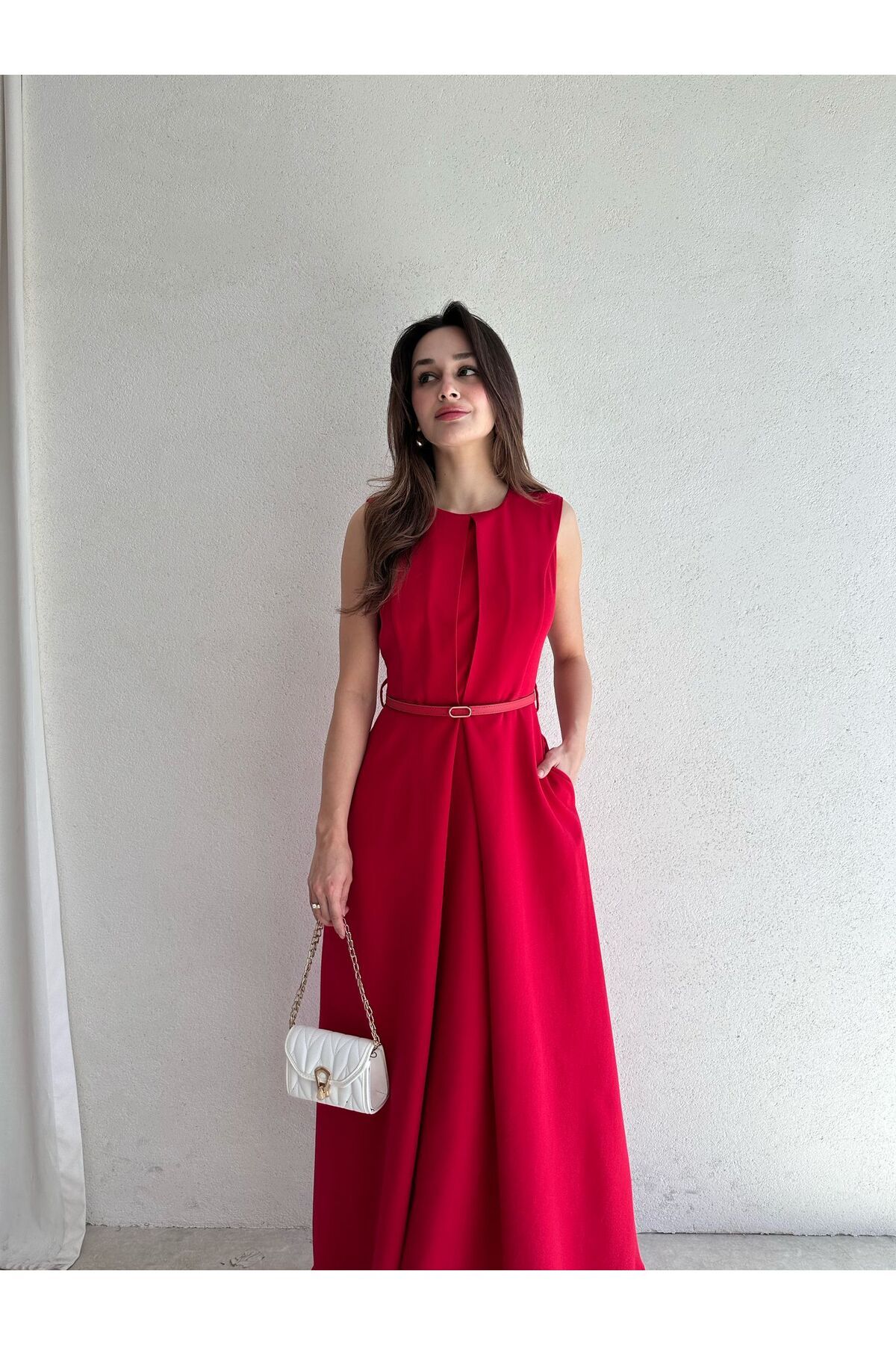 Mooi Butik ADMİRE Maxi Elbise 7430 - Kırmızı