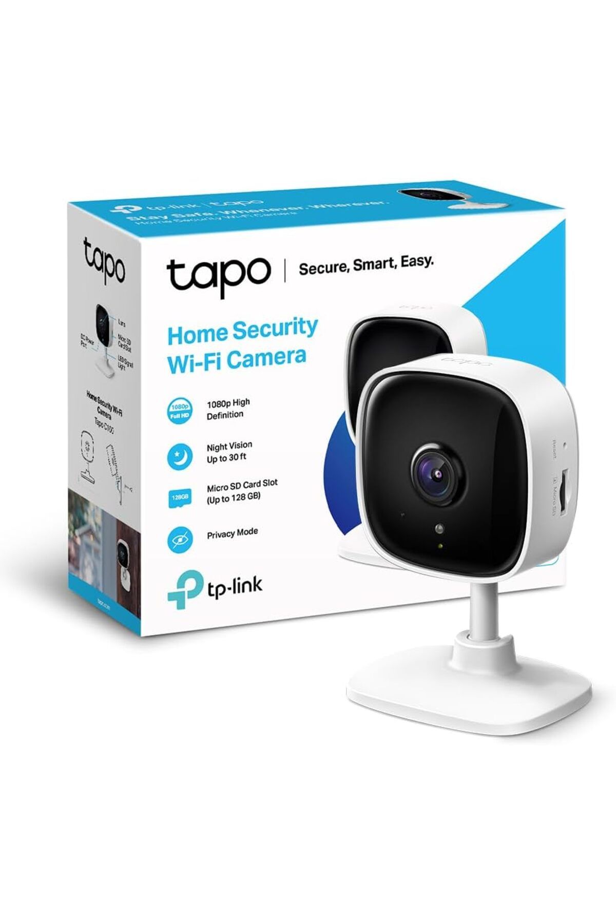 STOREMAX glpzr Tapo C100, 1080P Full HD, Hareket Tespit ve Takibi, 9m Gece Görüşü, Çift Yönlü Sesli İ