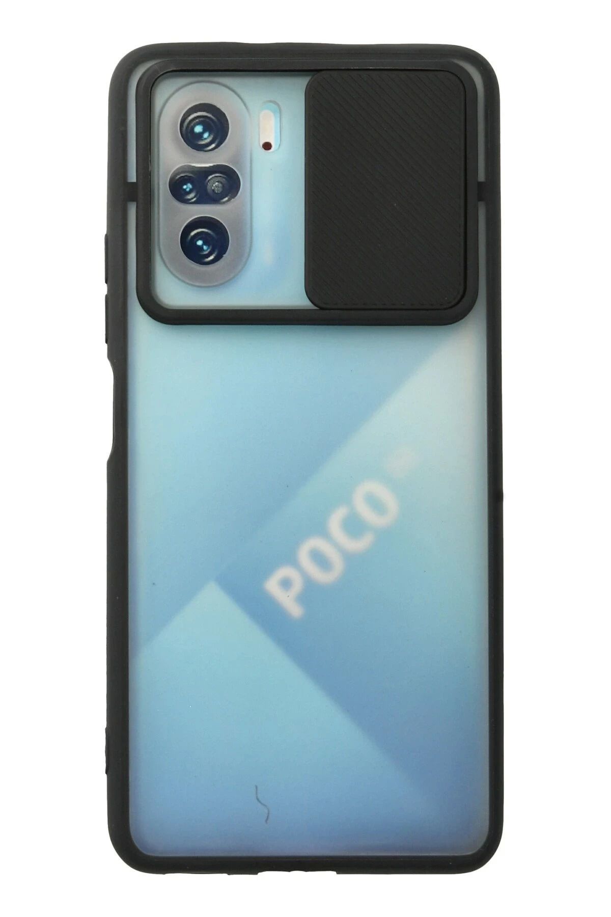NewFace Xiaomi Poco F3 Kılıf Palm Buzlu Kamera Sürgülü Silikon - Siyah JOJUA