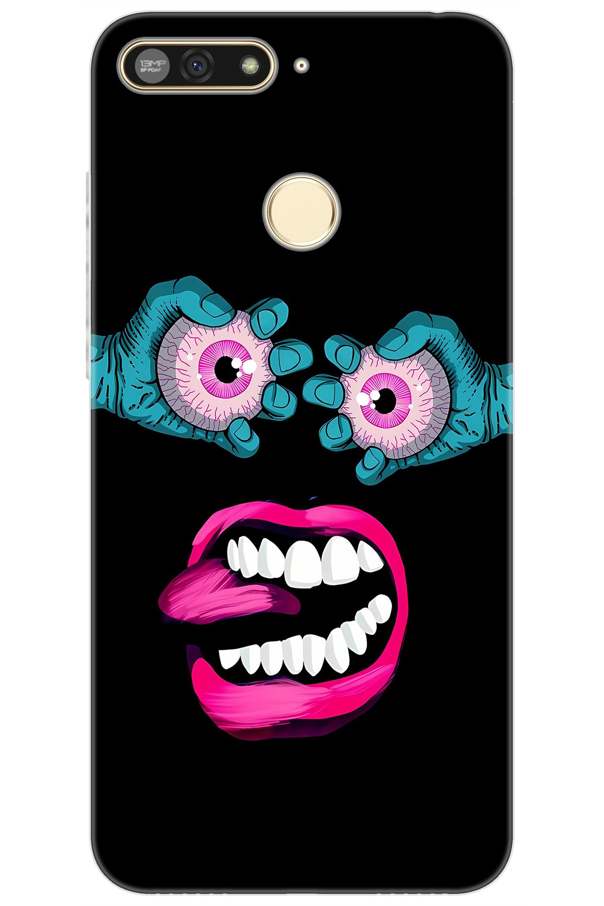 Ceppare Honor 7A (AUM-L29) Uyumlu Kılıf Desen Baskılı Silikon Çılgın Gözler STK:657 CP-6PO0vzK