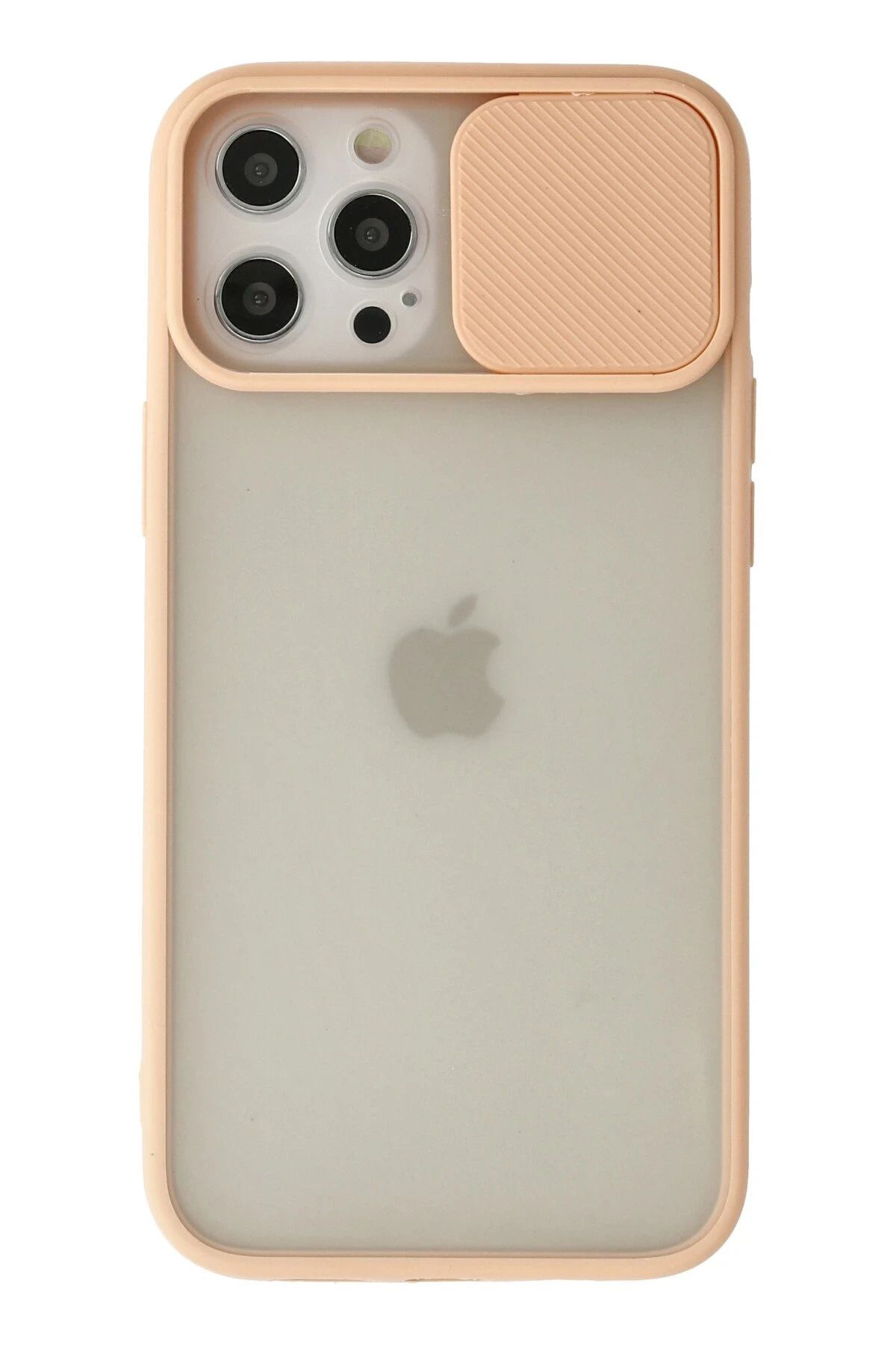 NewFace iPhone 12 Pro Max Kılıf Palm Buzlu Kamera Sürgülü Silikon - Pembe JOJUA
