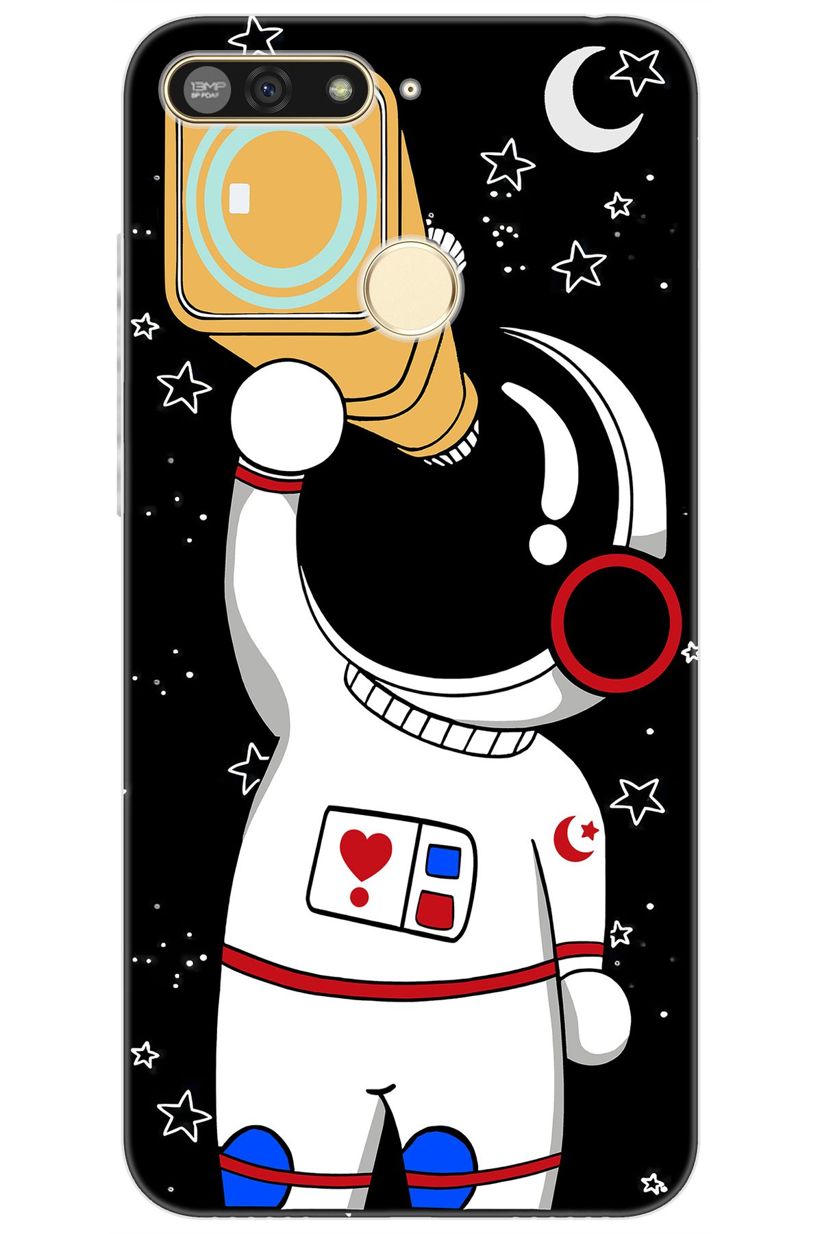 Ceppare Honor 7A (AUM-L29) Uyumlu Kılıf Desen Baskılı Silikon Sevimli Astronot Serisi STK:100 CP-0IhI9x5