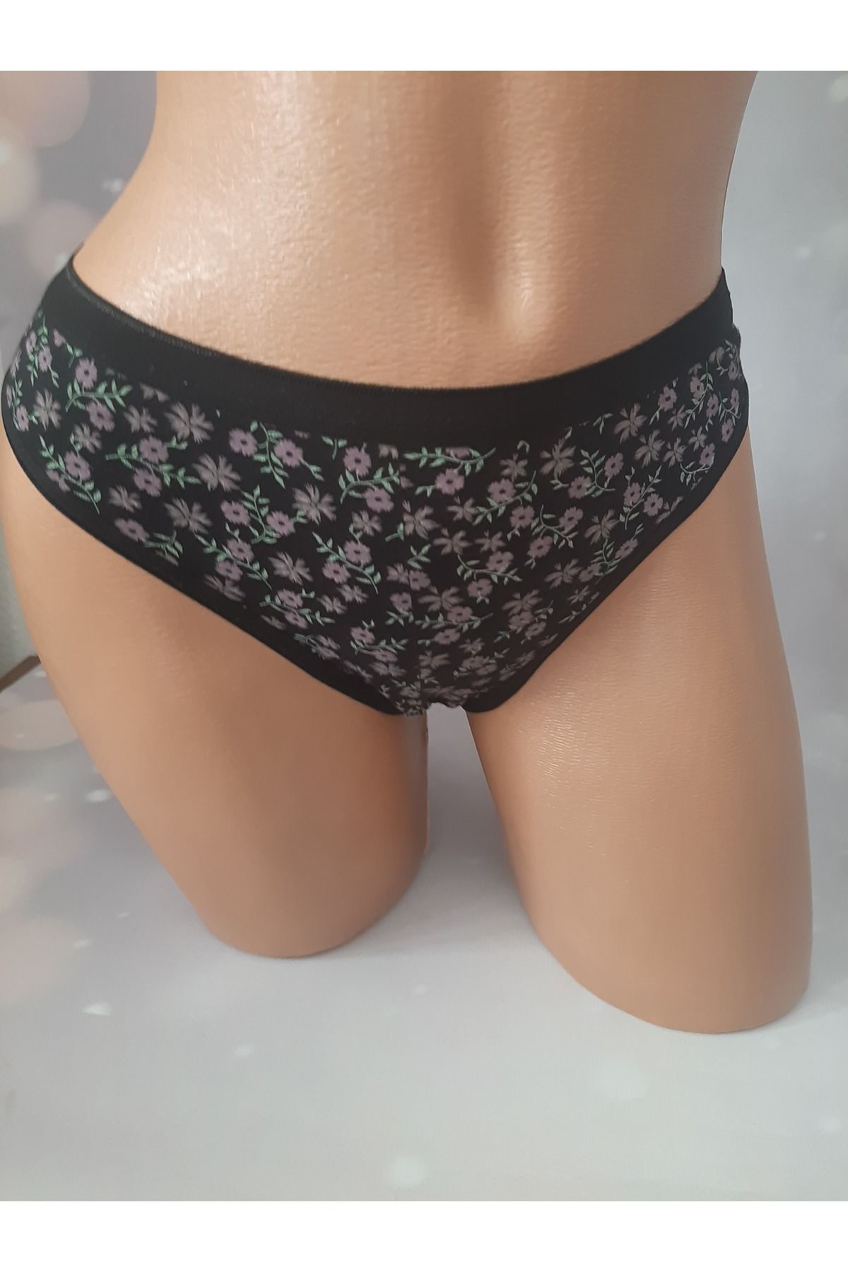 Butik Siyah çiçekli beli lastikli tutku rahat kullanışlı kadın külot