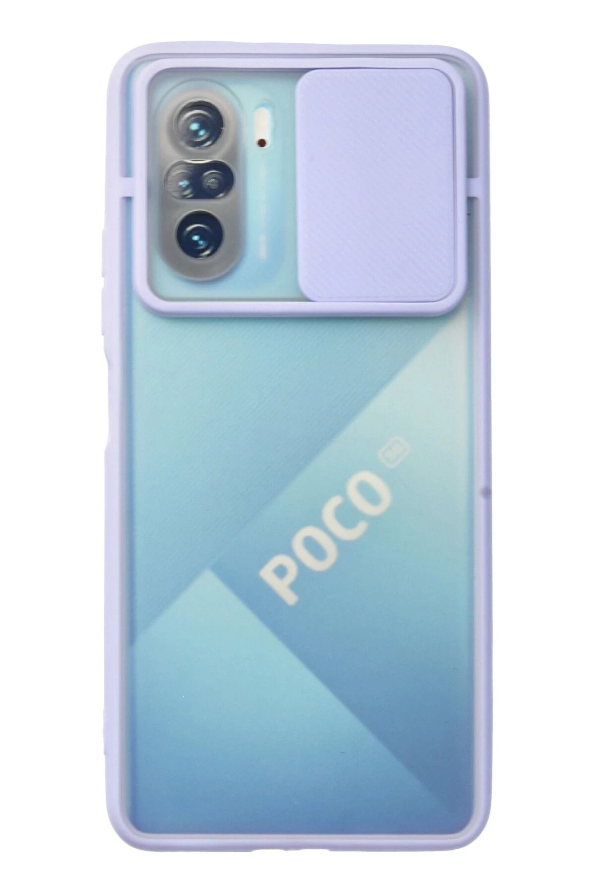 NewFace Xiaomi Poco F3 Kılıf Palm Buzlu Kamera Sürgülü Silikon - Lila JOJUA