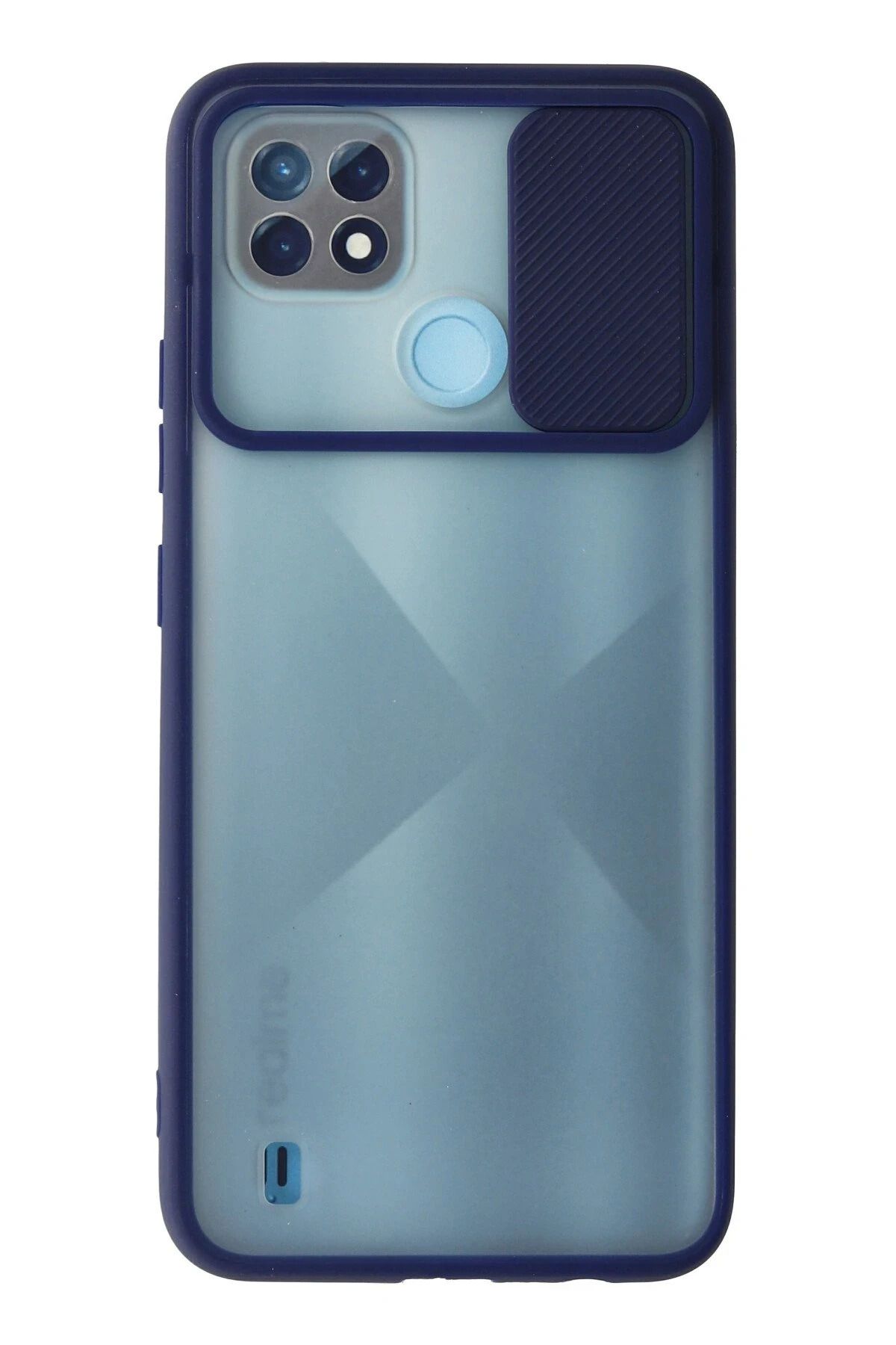 NewFace Realme C21 Kılıf Palm Buzlu Kamera Sürgülü Silikon - Lacivert JOJUA
