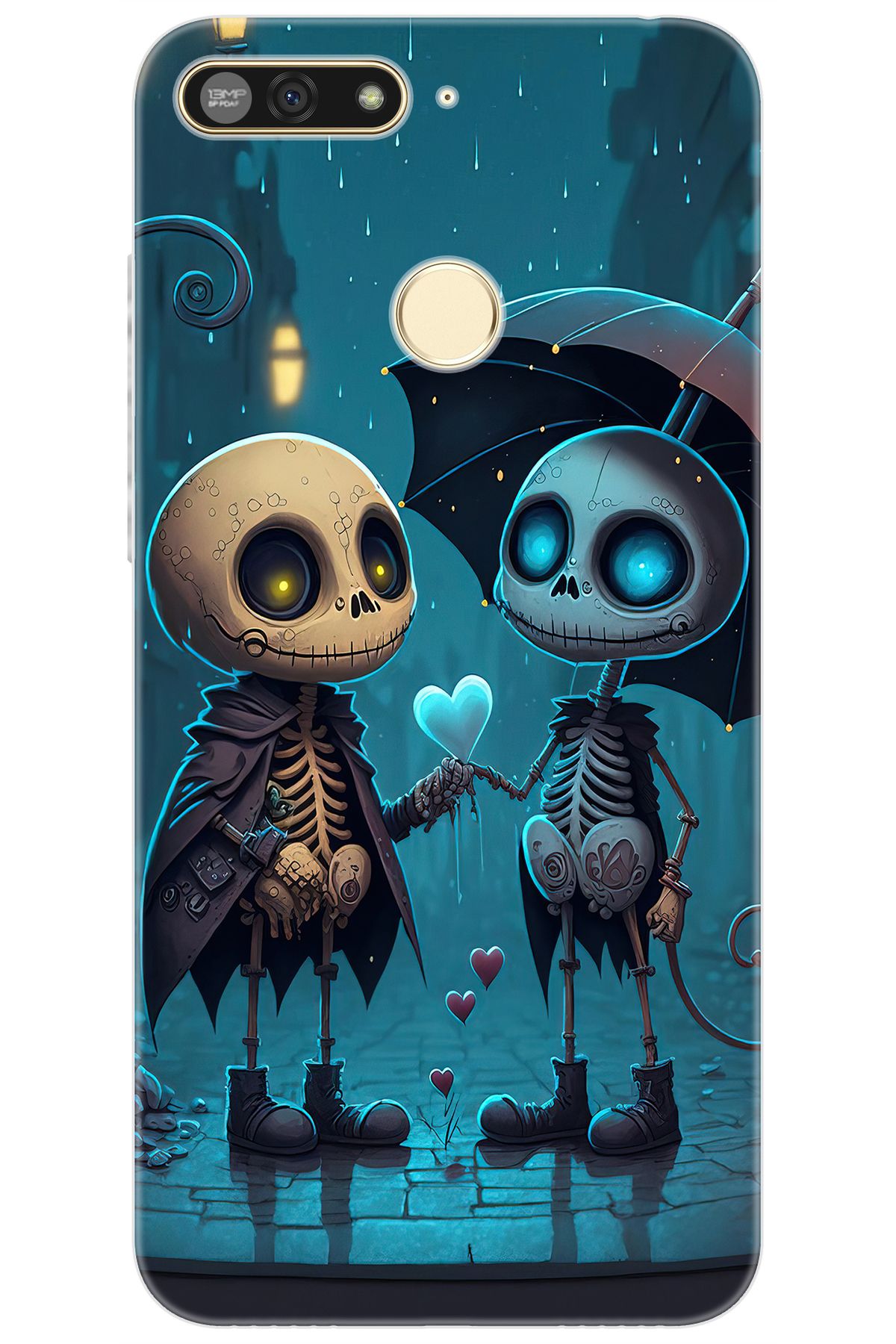 Ceppare Honor 7A (AUM-L29) Uyumlu Kılıf Desen Baskılı Silikon Aşık İskeletler STK:733 CP-Si3idM7