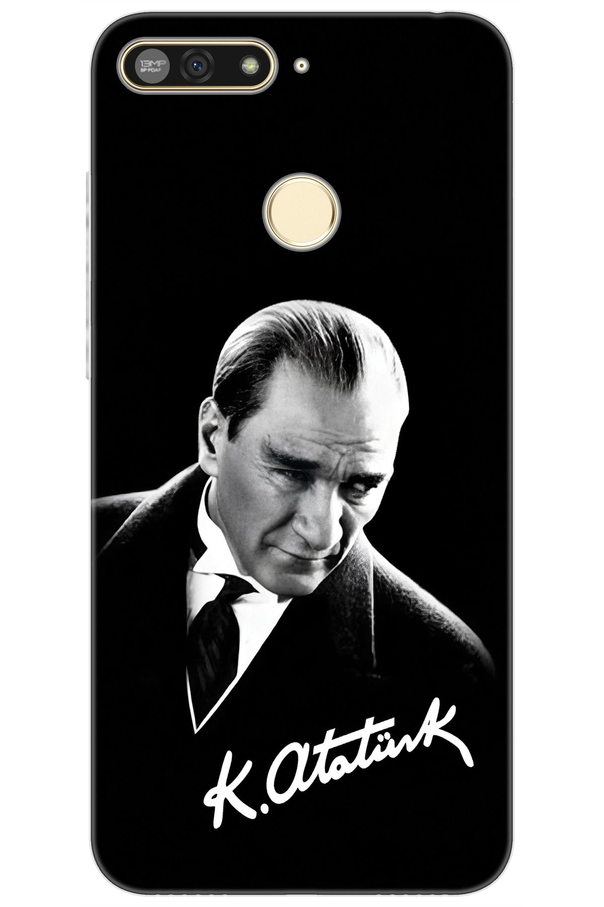 Ceppare Honor 7A (AUM-L29) Uyumlu Kılıf Desen Baskılı Silikon Mustafa Kemal Atatürk STK:390 CP-ifxEdMO