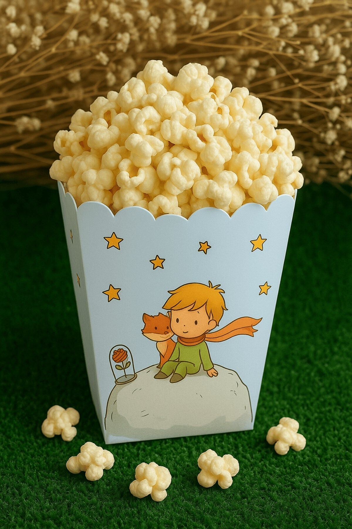 Emtory Home 8'li Küçük Prens Mısır Kutusu - PopCorn Kutusu - Doğum Günü İkram Hediye - Orta Boy