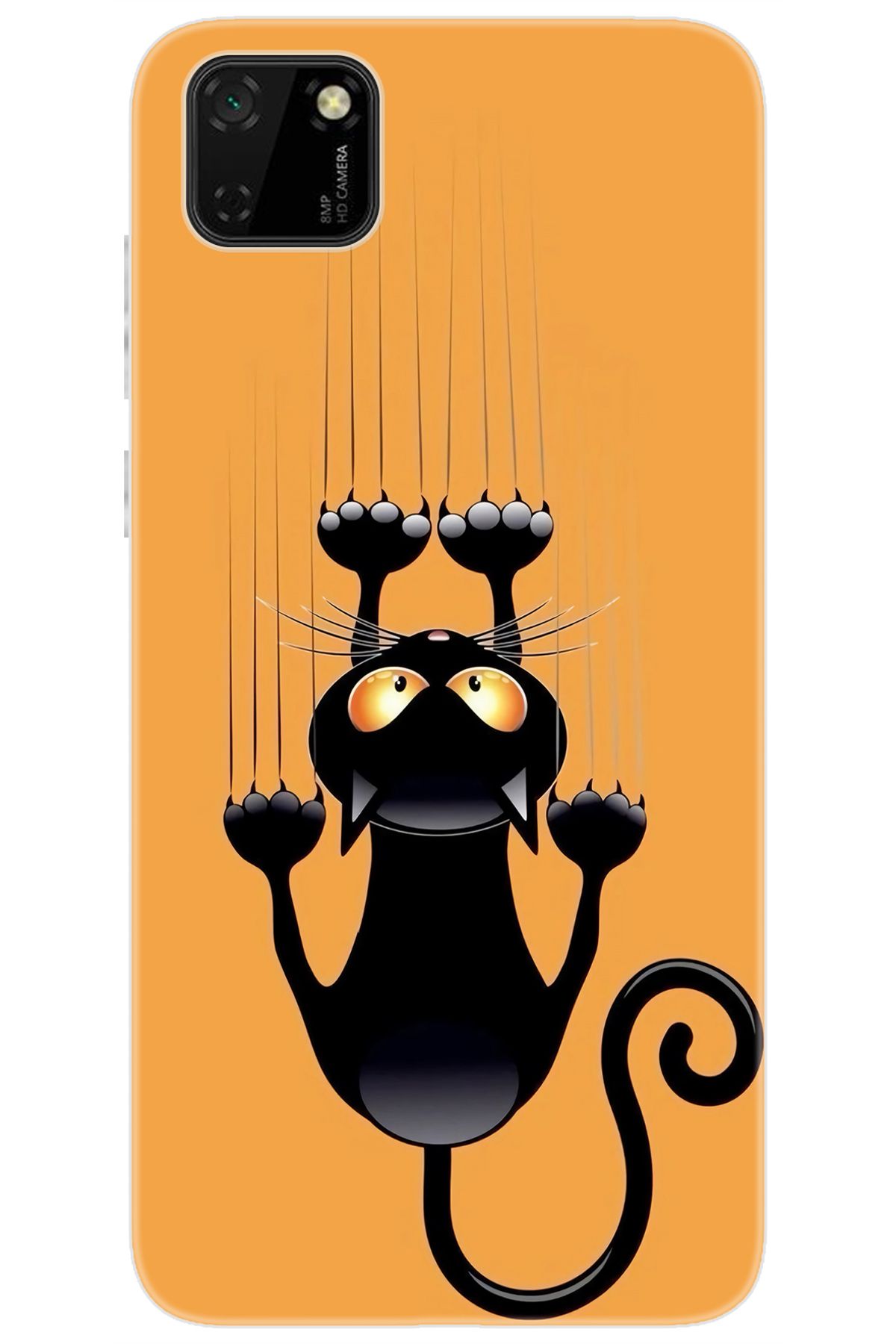 Ceppare Huawei Y5P (DRA-LX9) Uyumlu Kılıf Desen Baskılı Silikon Kara Kedi STK:734 CP-TGhQBTd