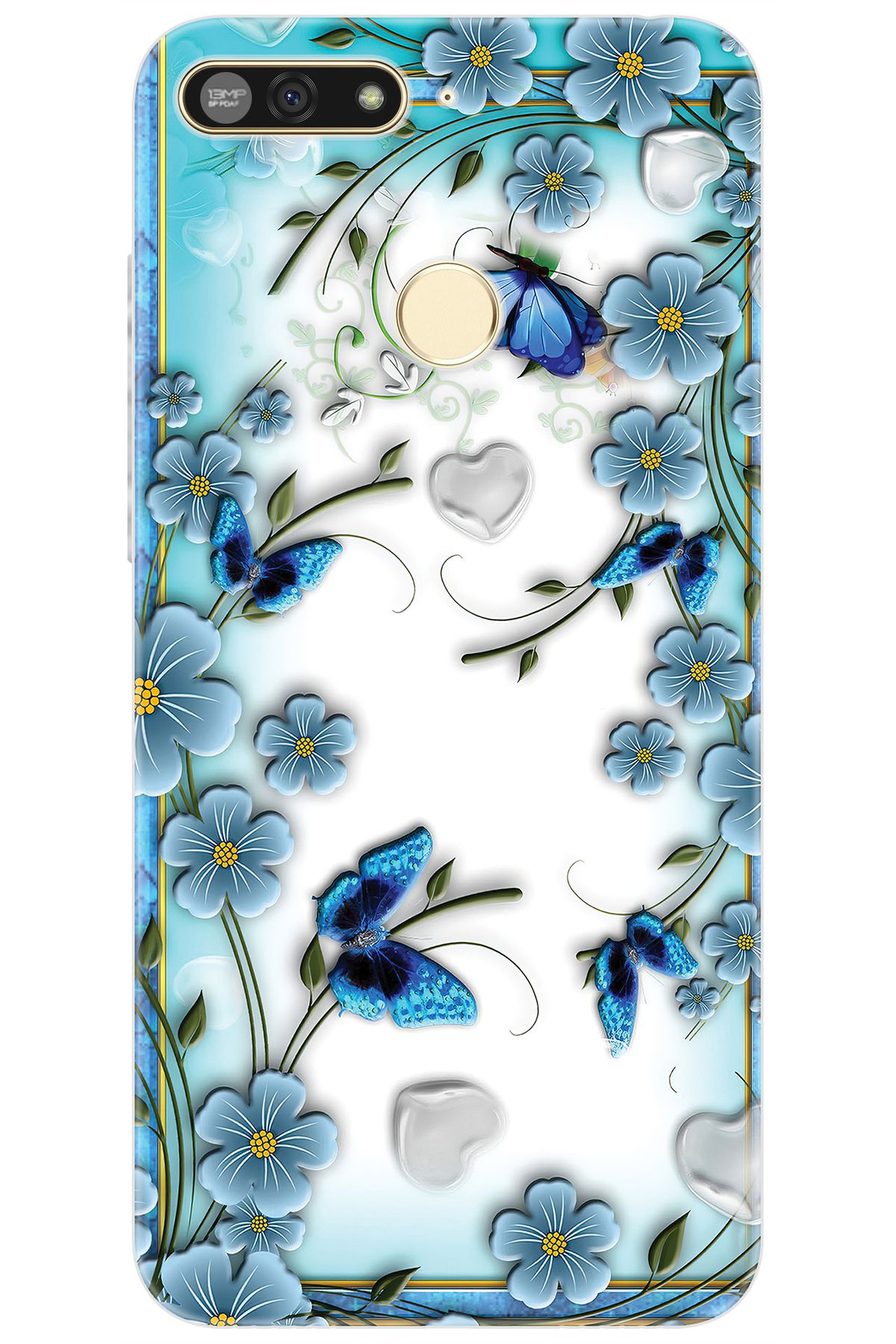 Ceppare Huawei Y6 2018 (ATU-L21) Uyumlu Kılıf Desen Baskılı Silikon Çiçek ve Kelebekler STK:547 CP-ZrtLLka