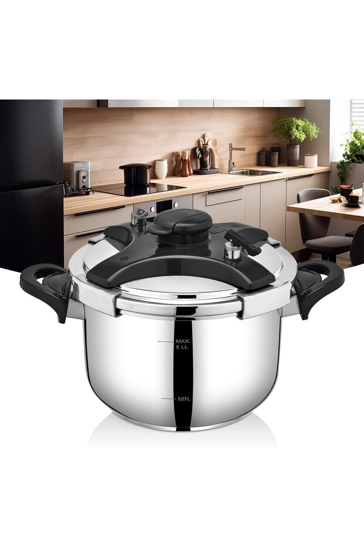 STOREMAX nffashopm 5 Litre Pratik Düdüklü Tencere Siyah Kapak storestarx 1051353