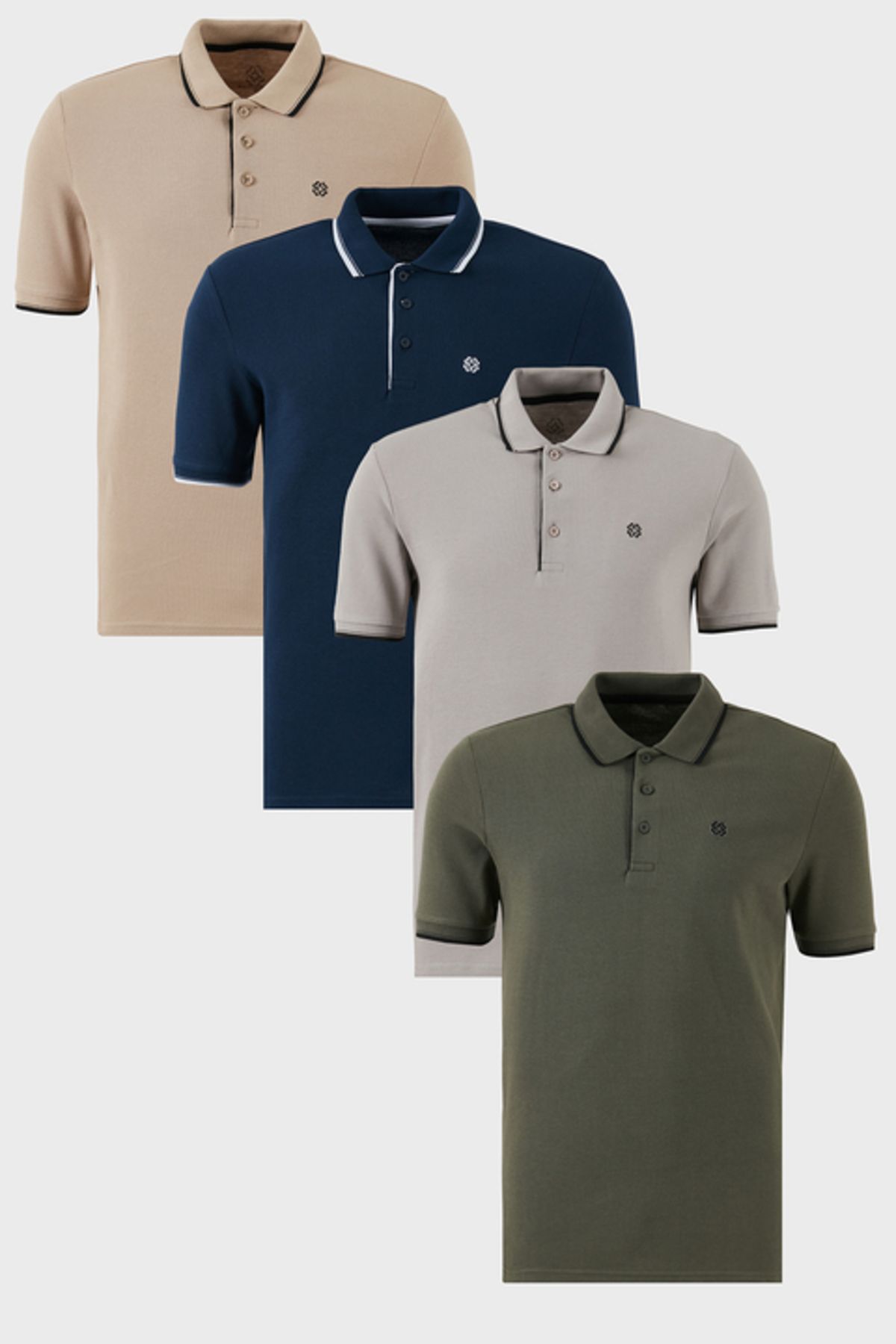 Buratti Pamuklu Slim Fit Şerit Detaylı Düğmeli Polo Yaka 4'lü Paket T Shirt Erkek T SHİRT 5902118S4