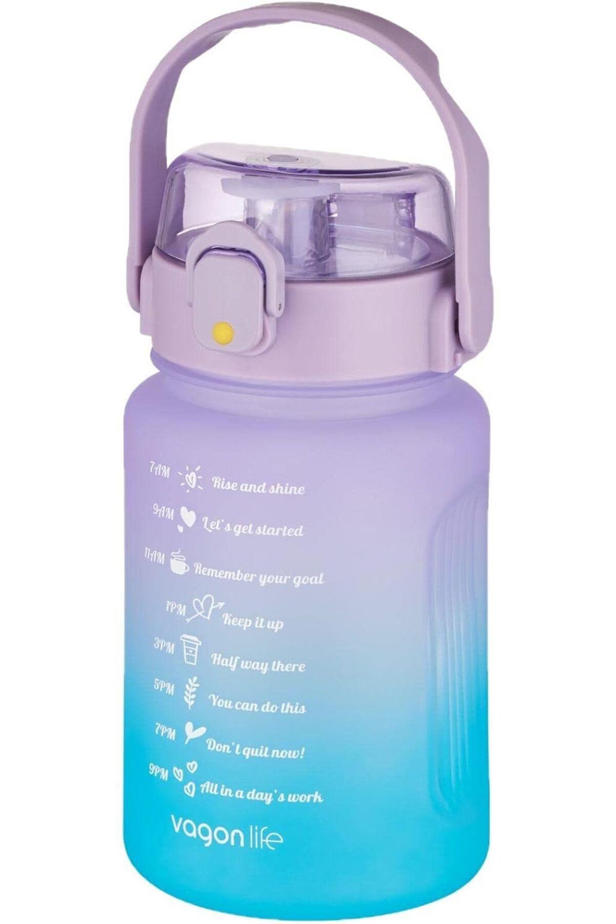 STOREMAX 1000 ml Pipetli/Pipetsiz Kullanım Çift Renk SoftTouch Motivasyon Matarası Sticker