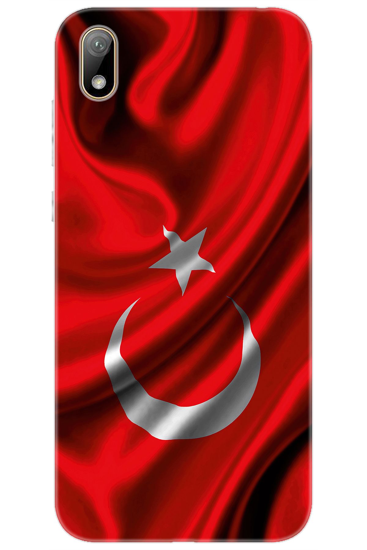 Ceppare Huawei Y5 2019 (AMN-LX2/LX9) Uyumlu Kılıf Desenli Silikon Dalgalı Türk Bayrağı STK:369 CP-wW5Hdr6
