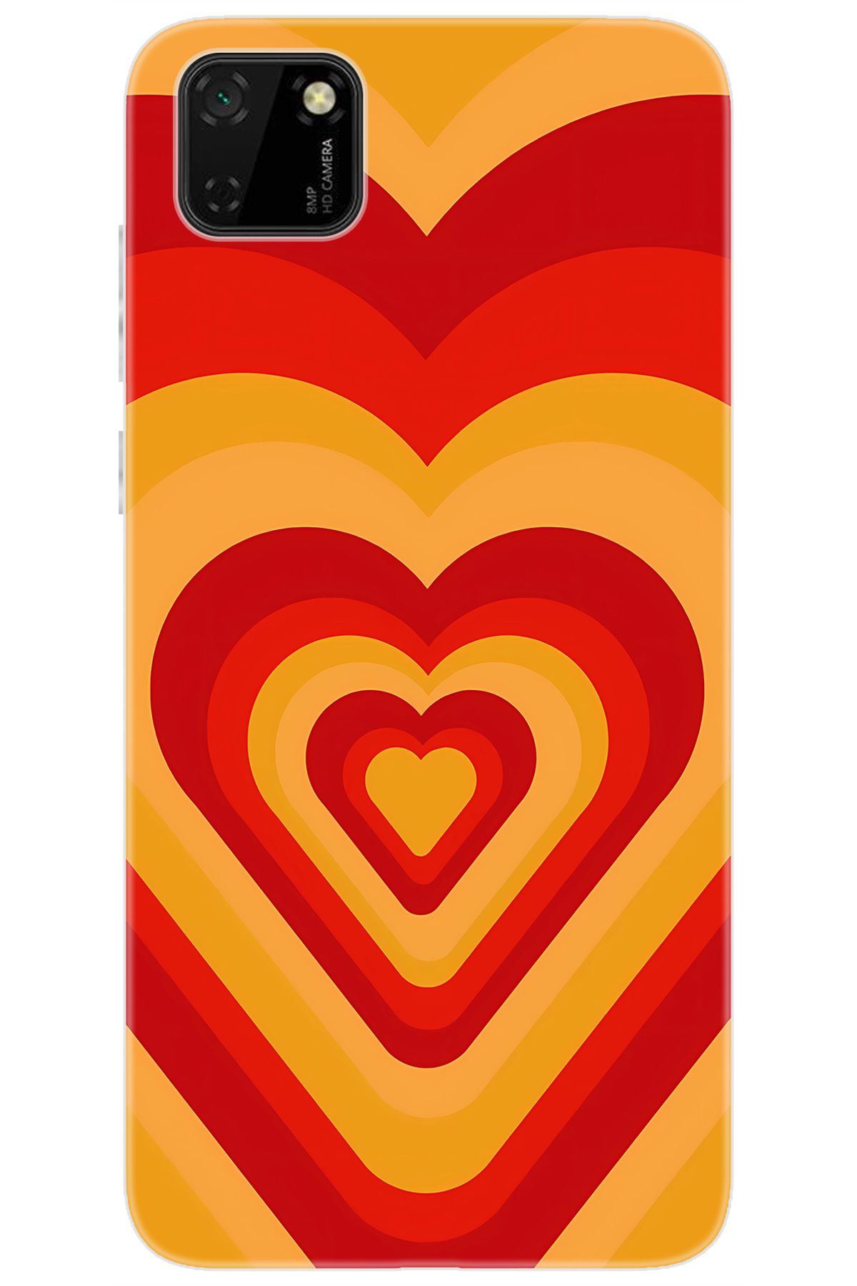 Ceppare Huawei Y5P (DRA-LX9) Uyumlu Kılıf Desen Baskılı Silikon Sarı Kırmızı Kalpler STK:1009 CP-AduPNRz